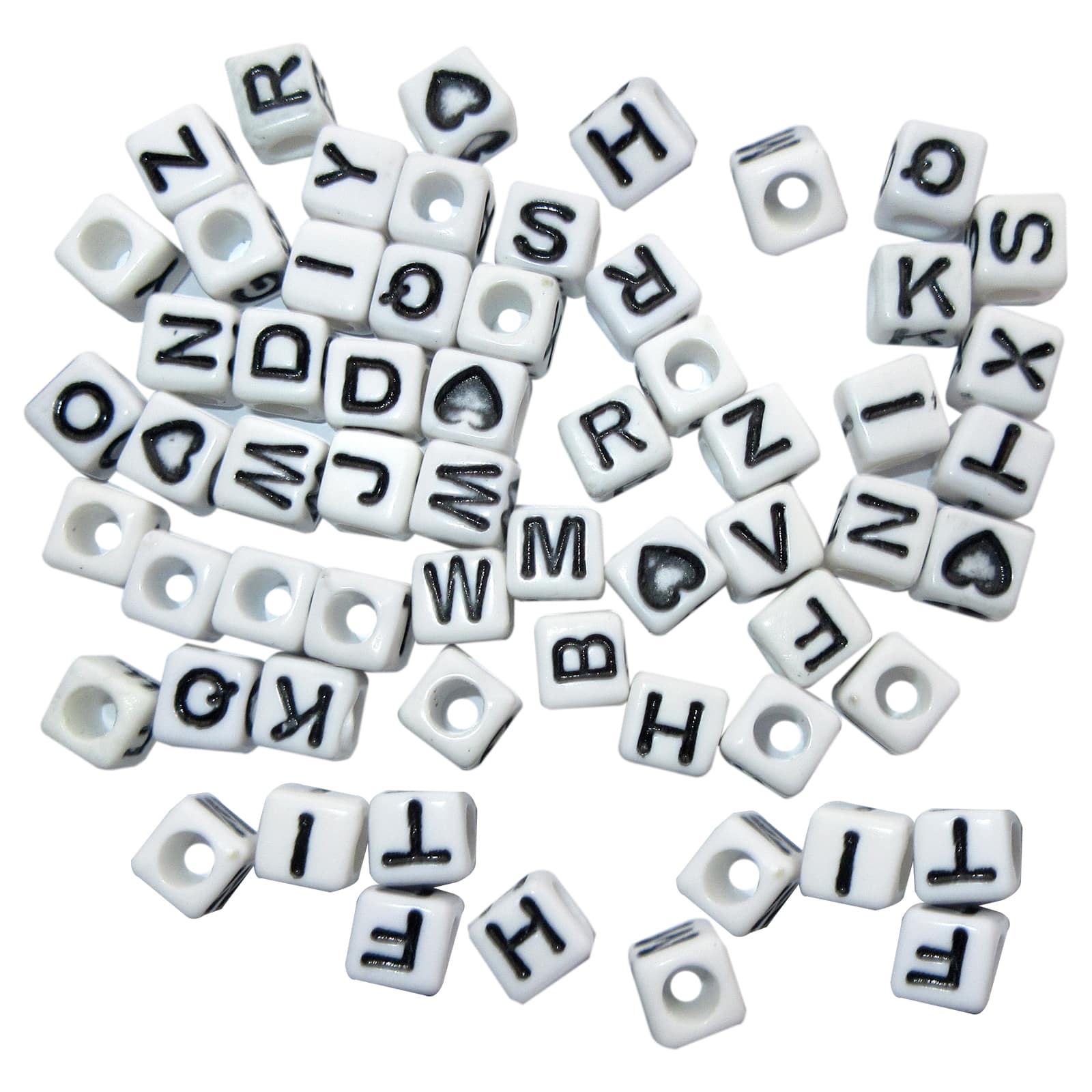 12 Pack: Black & White Alphabet Square Beads by Creatology™