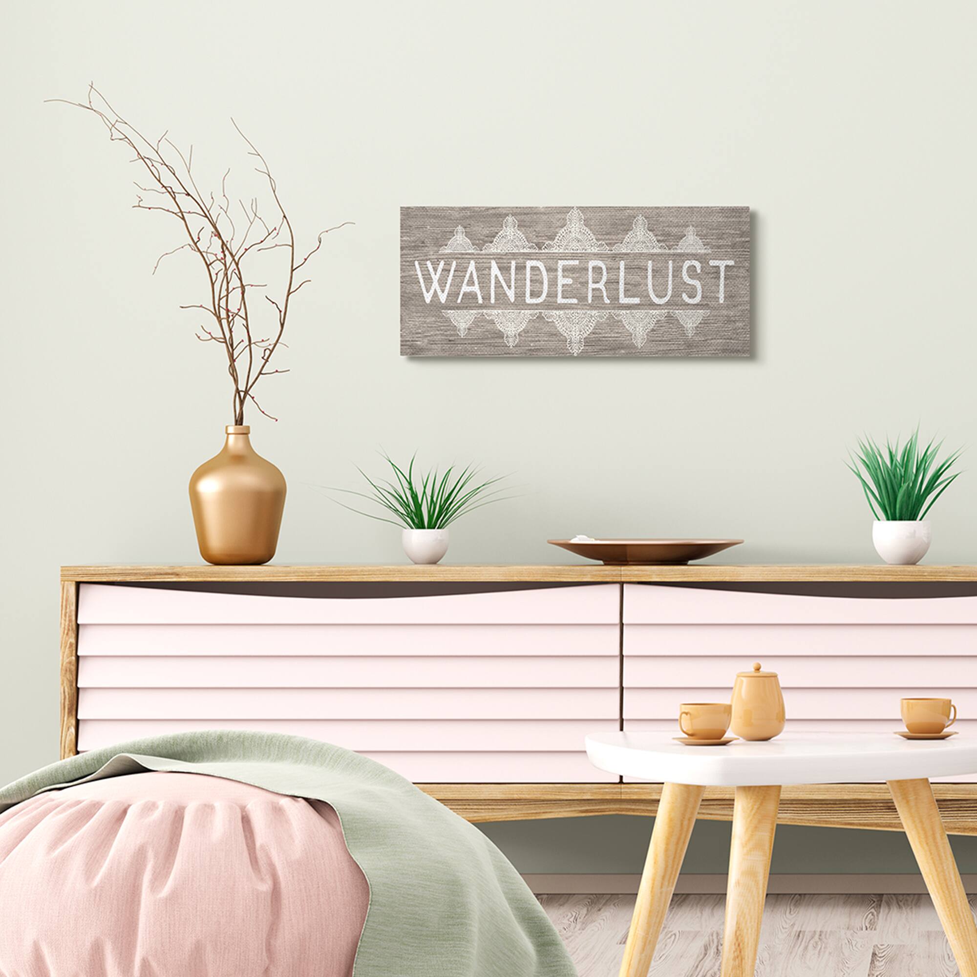 Stupell Industries Rustic Wanderlust Phrase with Paisley Country Pattern Canvas Wall Art