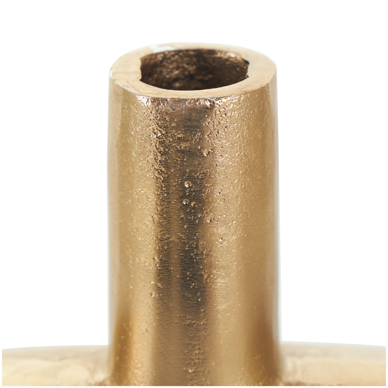 10" Gold Aluminum Geometric Circular Vase with Linear Etchings