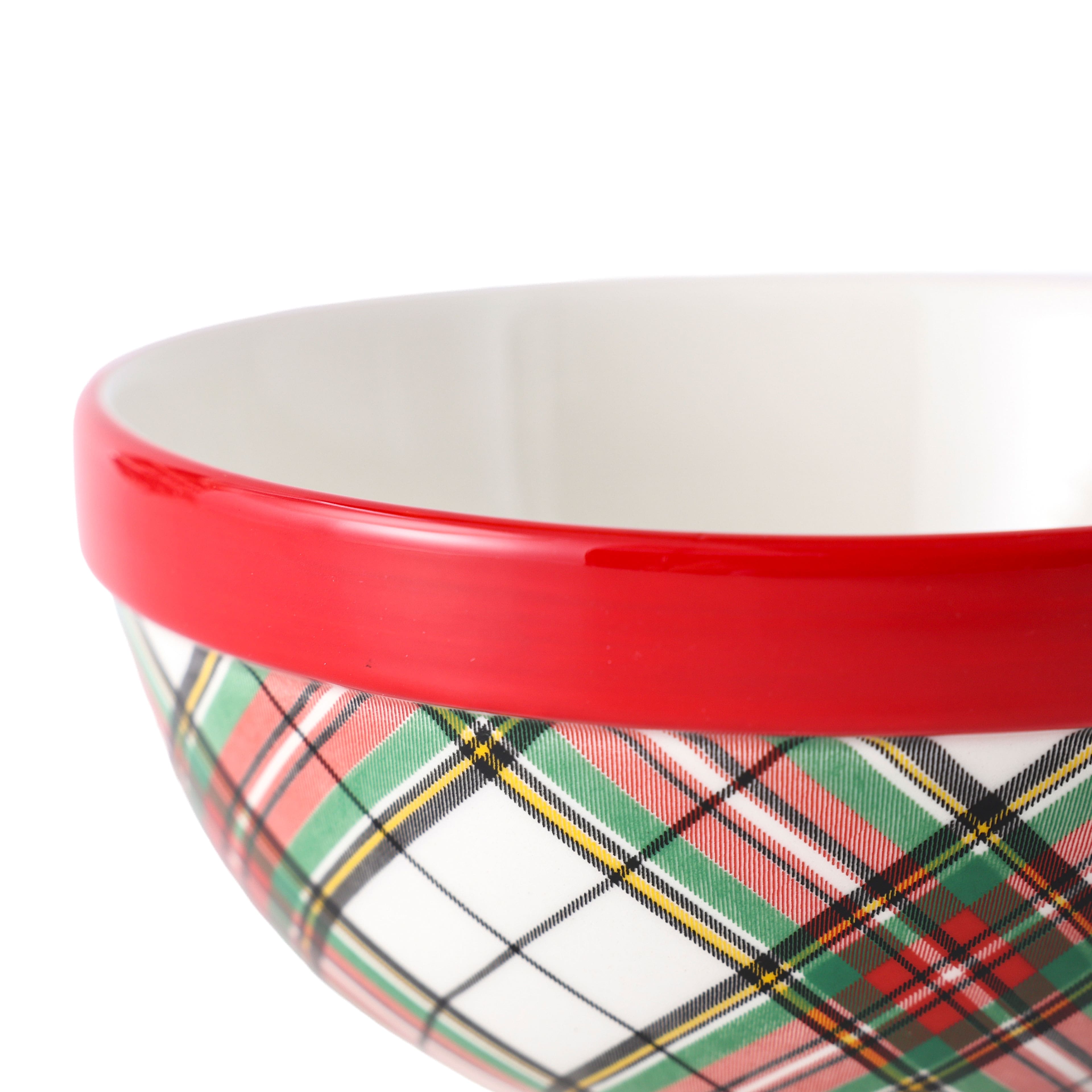 8" Green & Red Plaid Ceramic Bowl by Ashland®