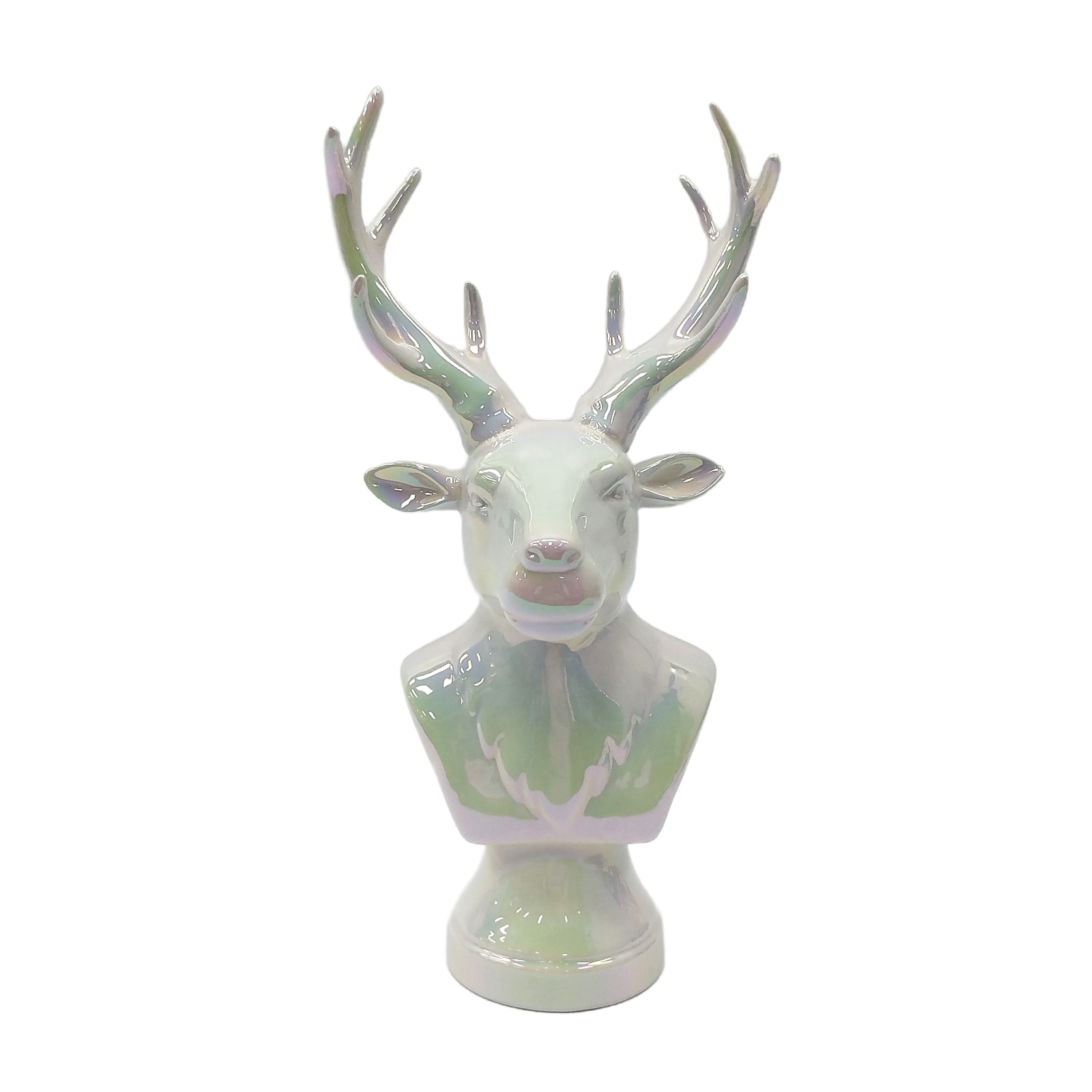 13.25&#x22; Iridescent White Reindeer Bust Tabletop D&#xE9;cor by Ashland&#xAE;