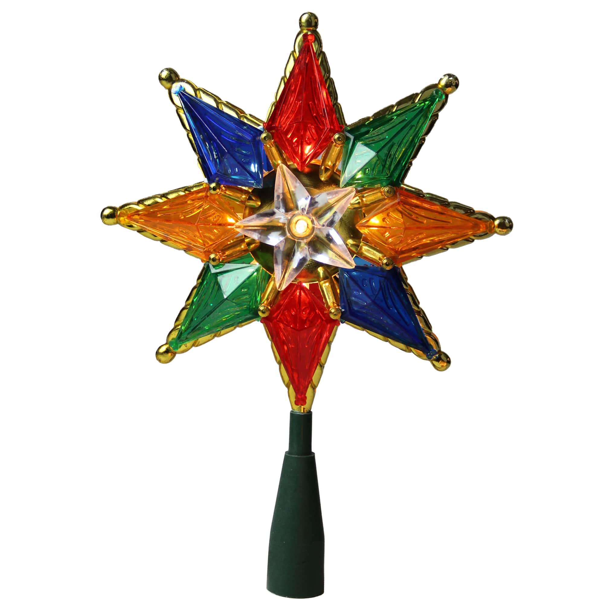 8&#x22; Lighted Multi Color 8-Point Star Tree Topper