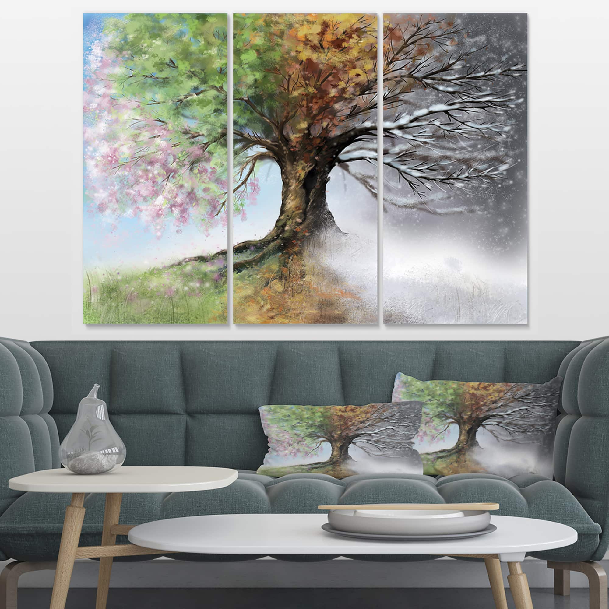 Designart - Tree with Four Seasons - Tree Painting Canvas Art Print