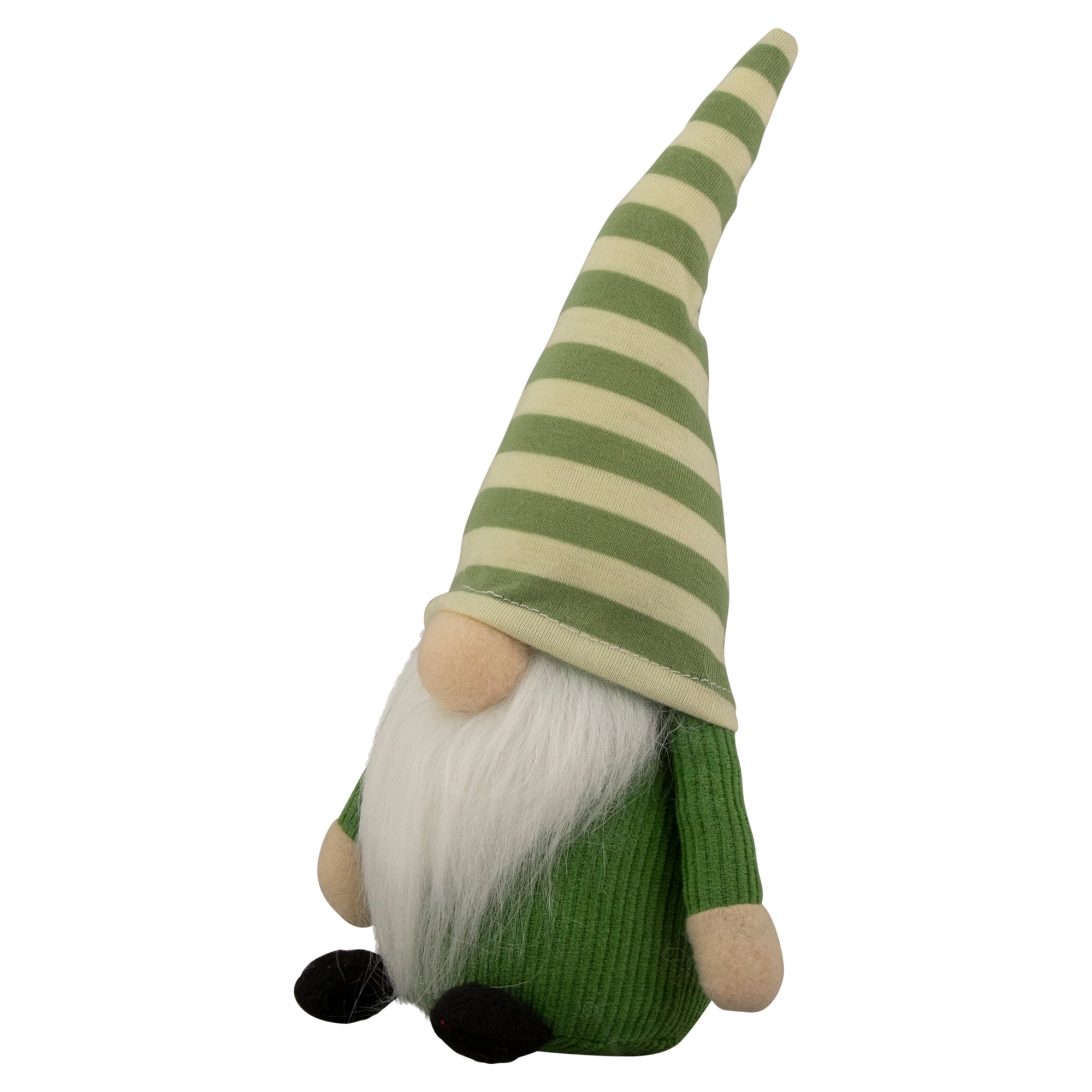 9&#x22; Green Striped Hat Boy Springtime Gnome