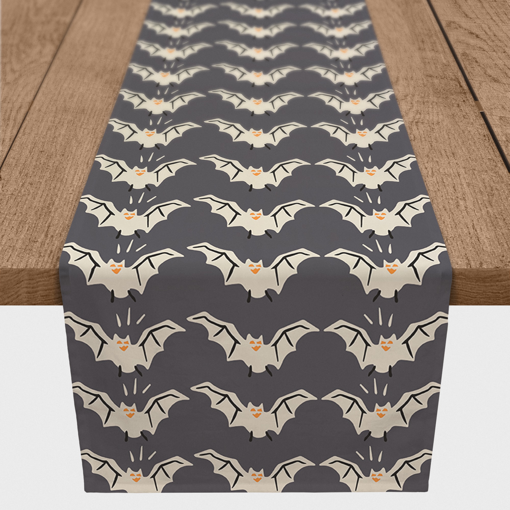 90&#x22; Cute White Bats Table Runner