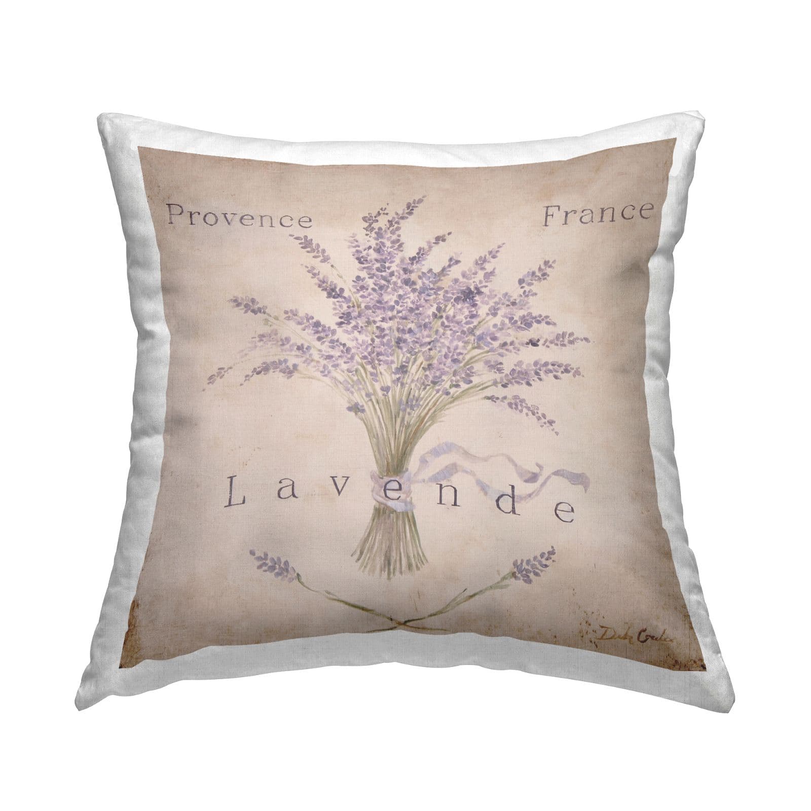 Stupell Industries Vintage French Country Lavender Clippings Herbs Throw Pillow, 18" x 18"