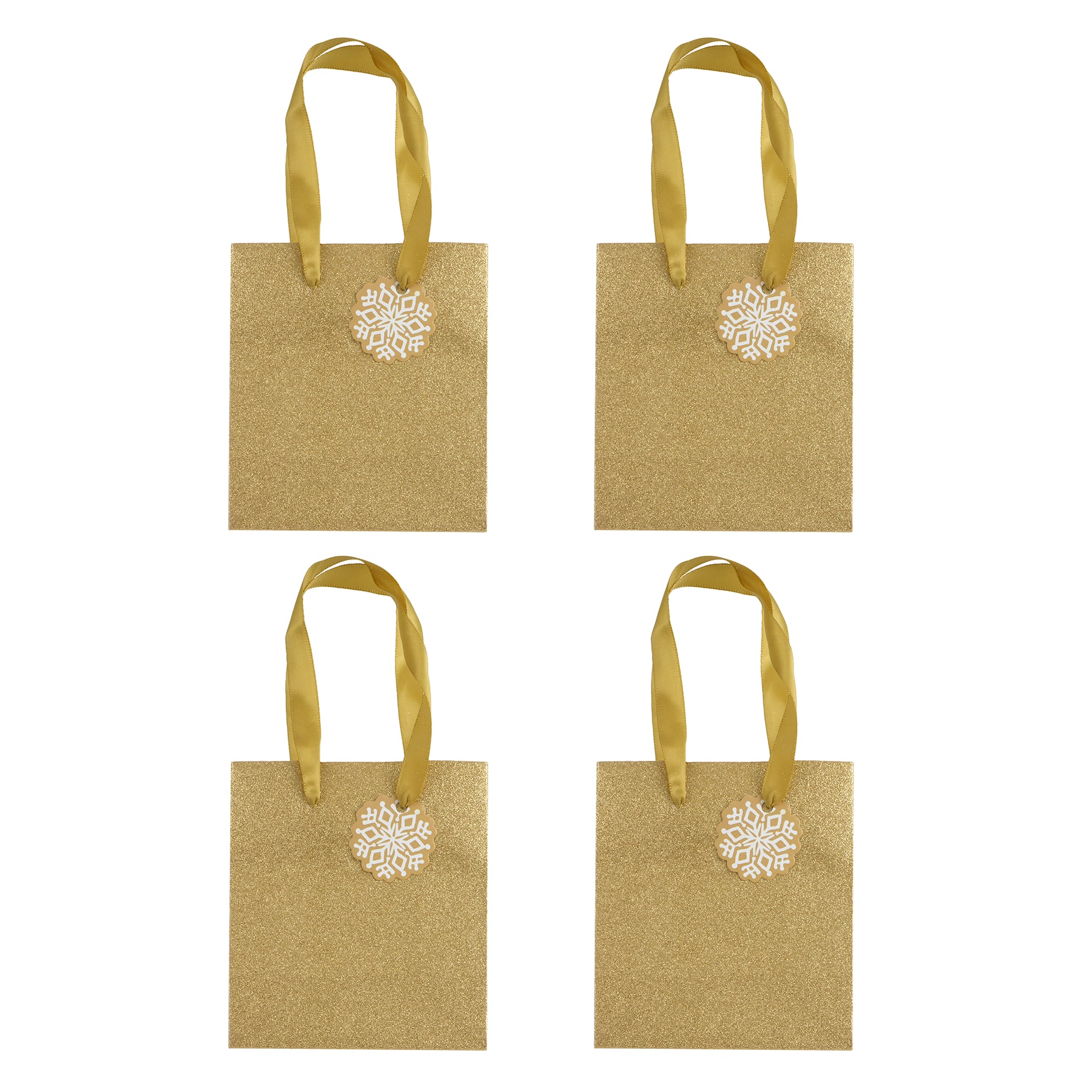 Mini Gold Glitter Gift Bags 4Ct. By Celebrate It Christmas Gold Michaels