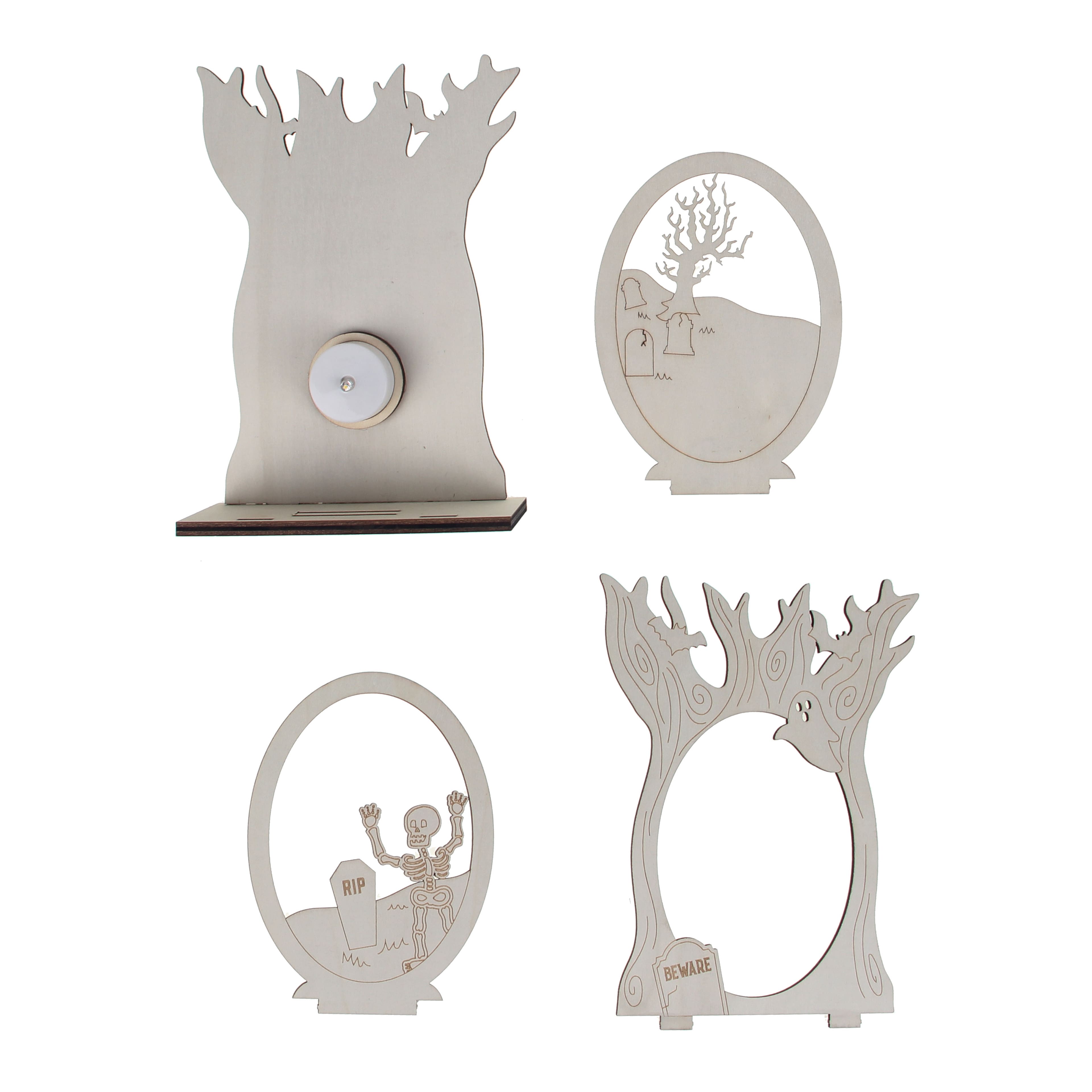 8.25&#x22; Layered Halloween Tree DIY LED Plywood D&#xE9;cor by Make Market&#xAE;