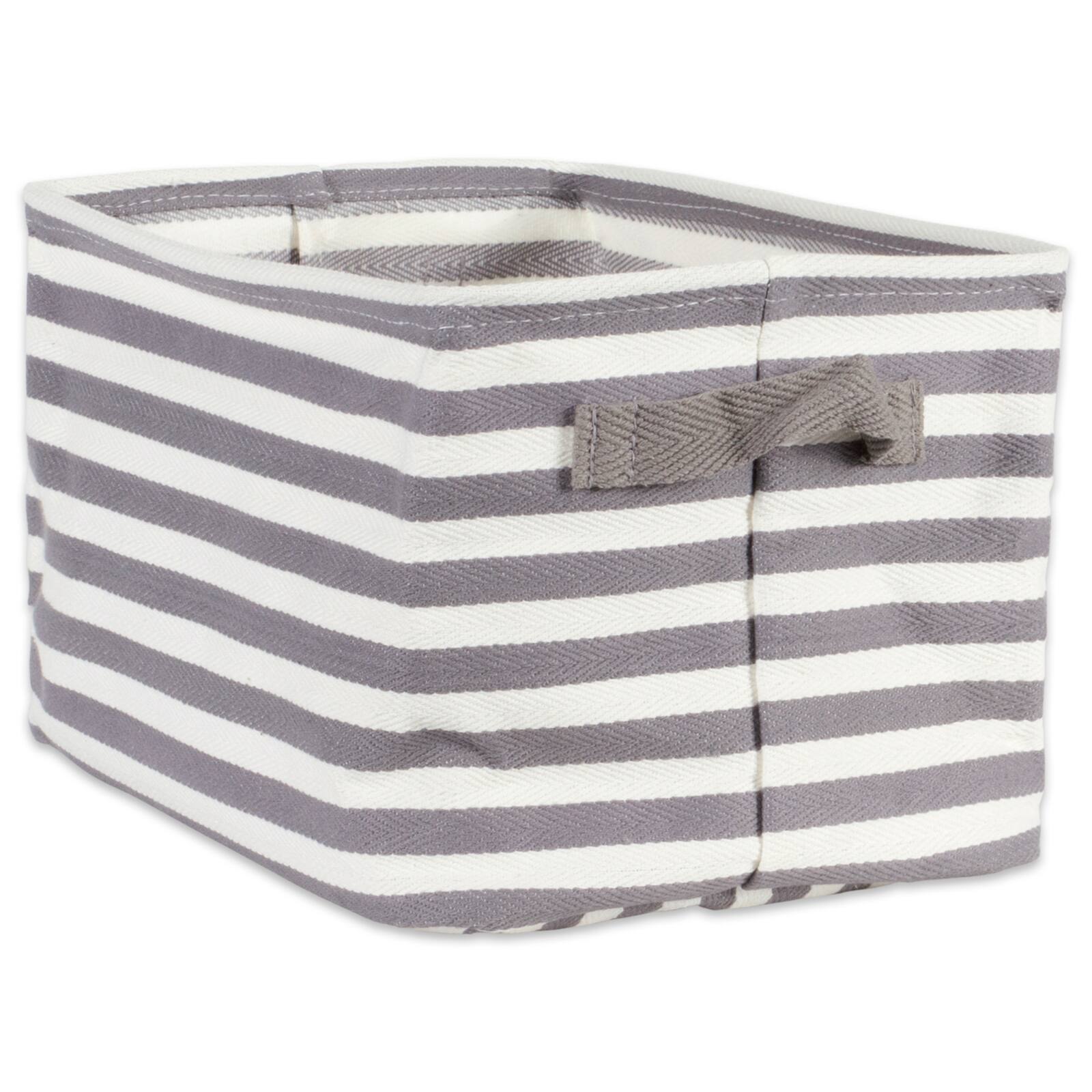 DII® Small Gray & White Herringbone Striped PE-Coated Cotton Laundry Bins, 2ct.