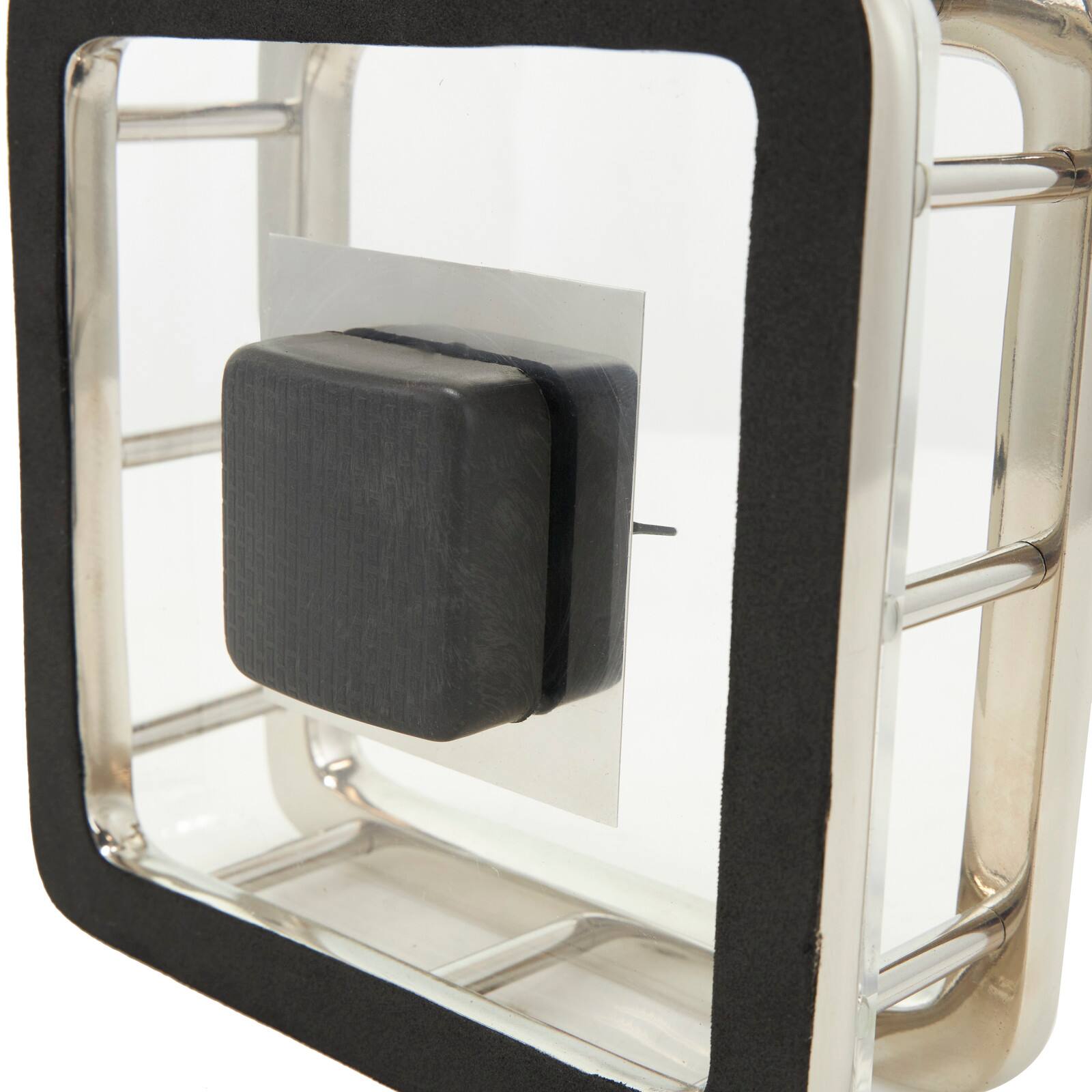 8" Silver Aluminum Geometric Dimensional Open Frame Clock