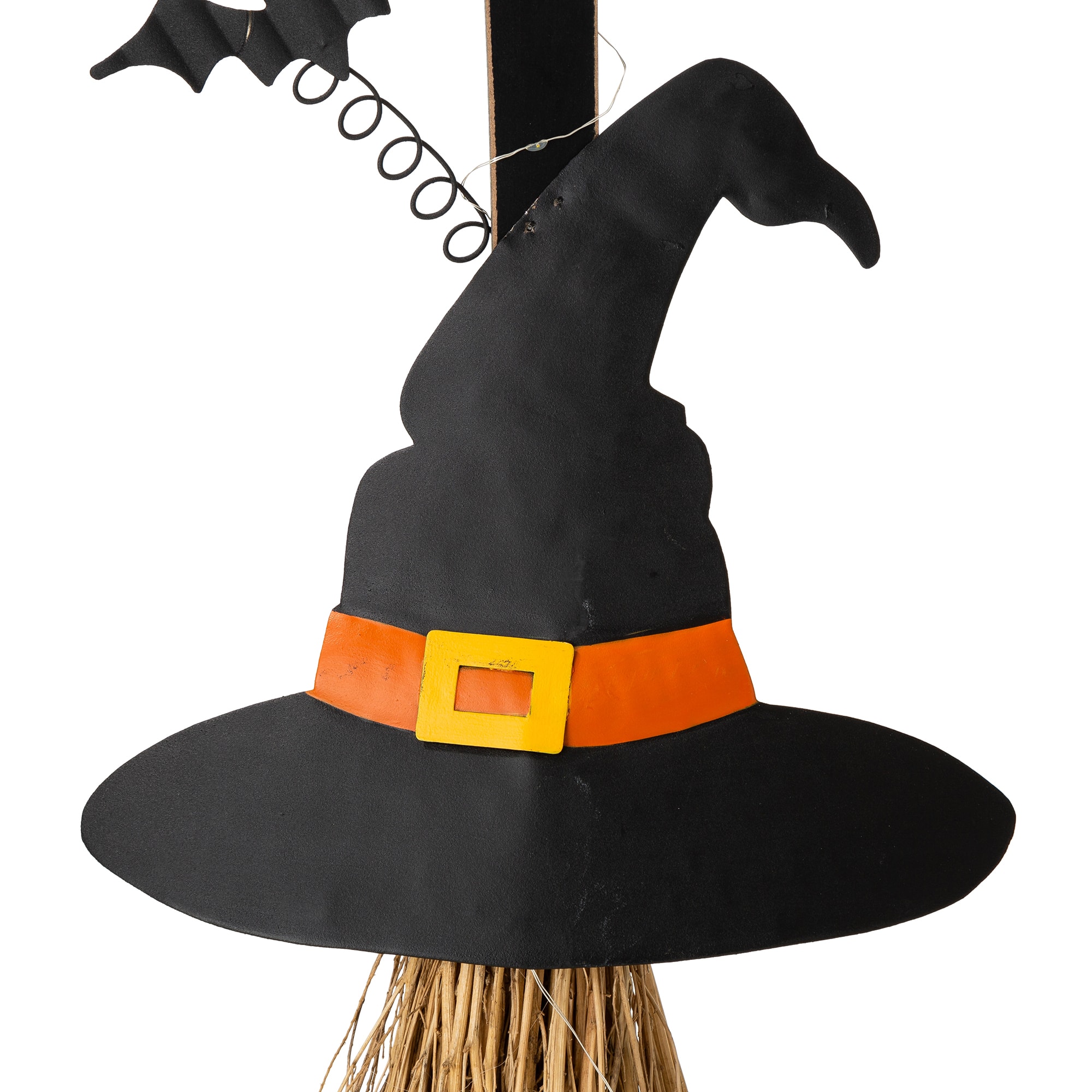 Glitzhome&#xAE; 42&#x22; Lighted Halloween Witch&#x27;s Broom Porch Decor