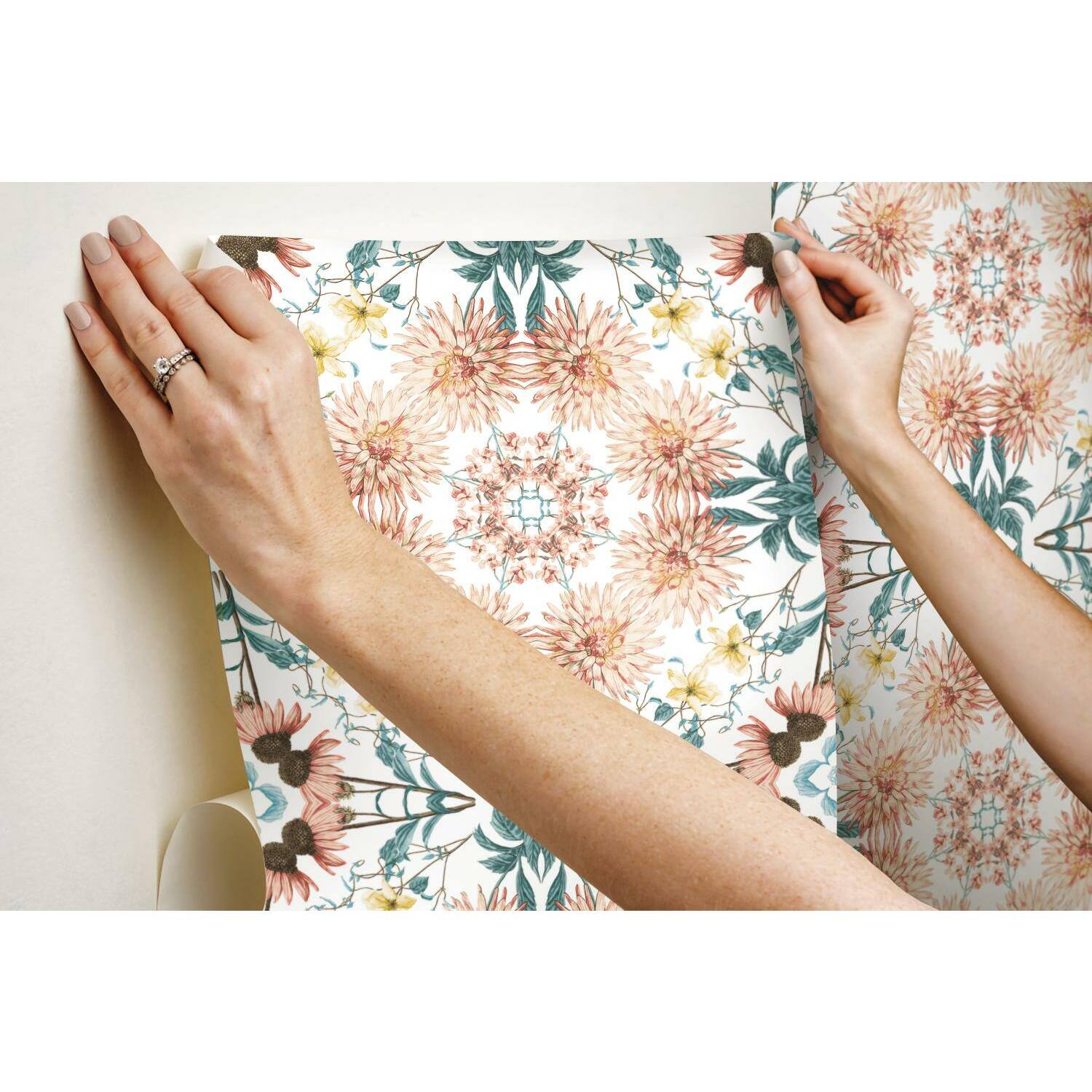 RoomMates Cottage Garden Kaleidoscope Peel & Stick Wallpaper