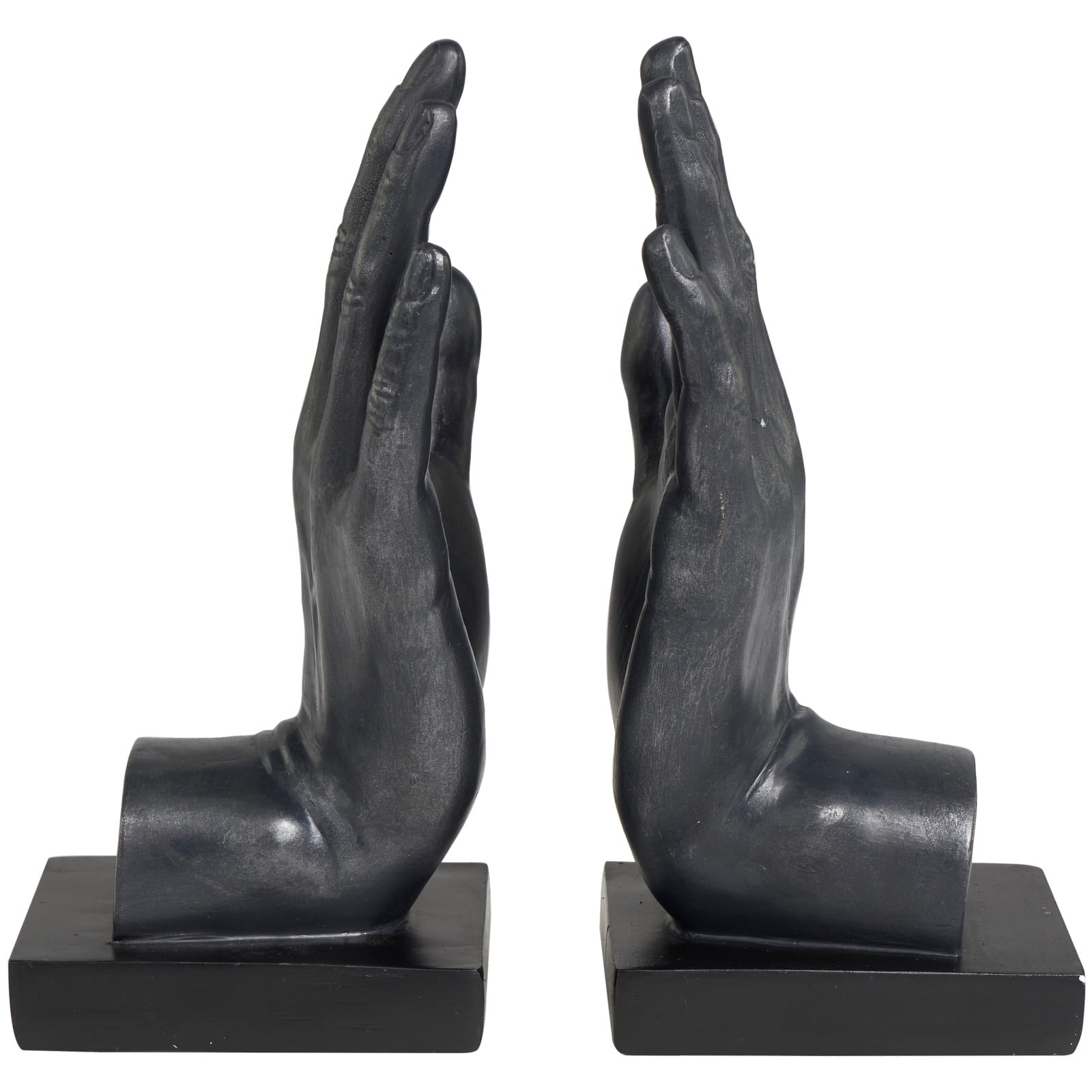 9.5&#x22; Black Polystone Hand Bookends, 2ct.