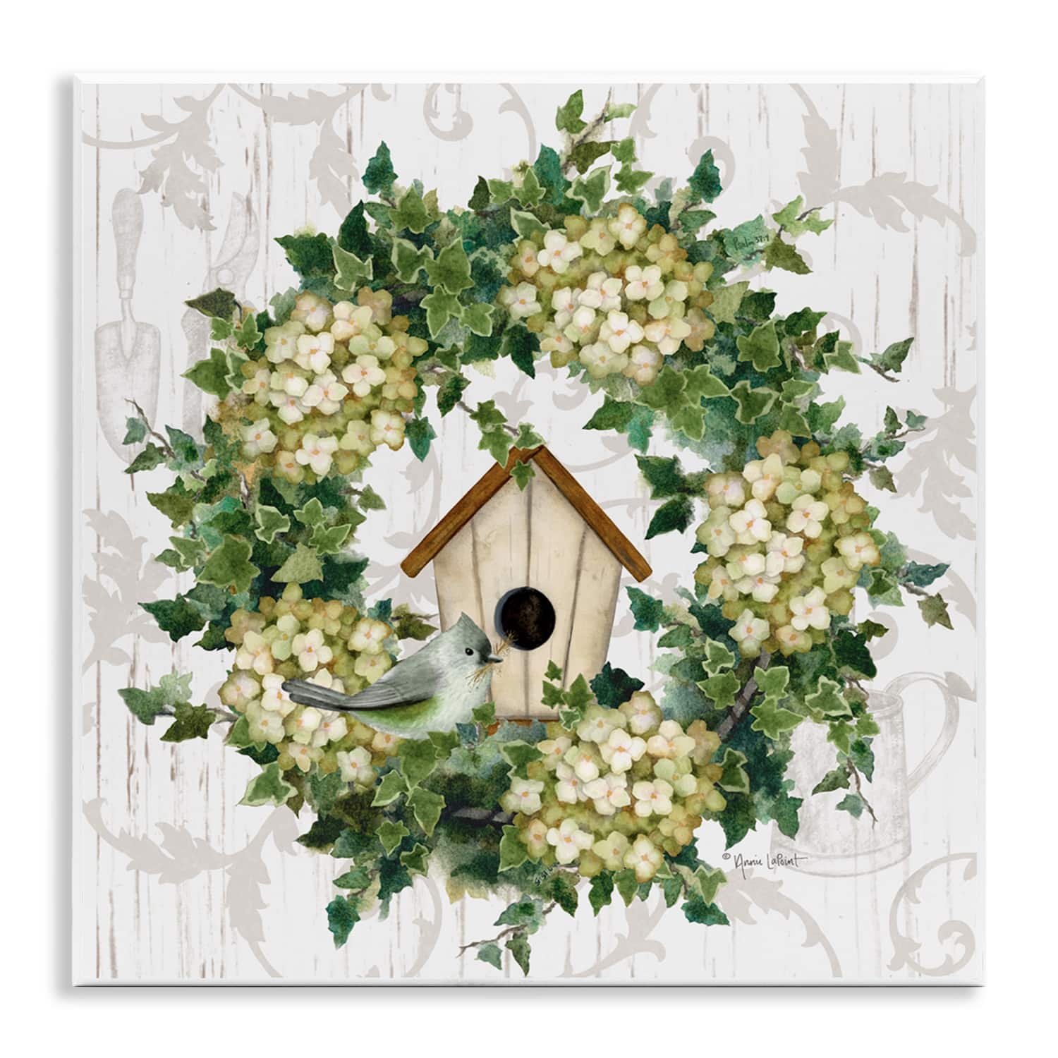 Stupell Industries Spring Birdhouse Wreath Wall Plaque Art