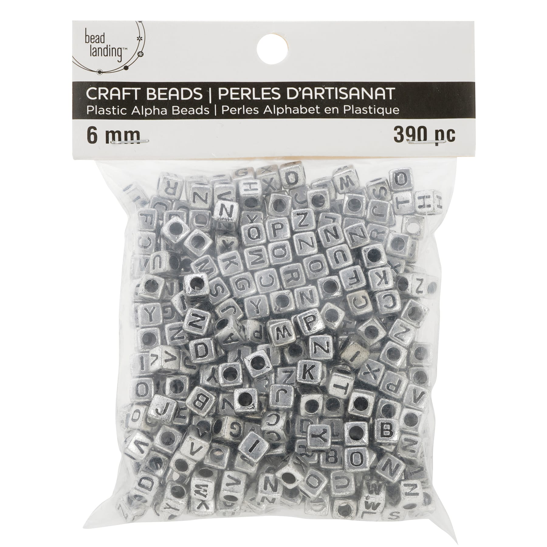12 Packs: 390 ct. (4,680 total) 6mm Silver Alphabet Cube Crafting Beads by Bead Landing™