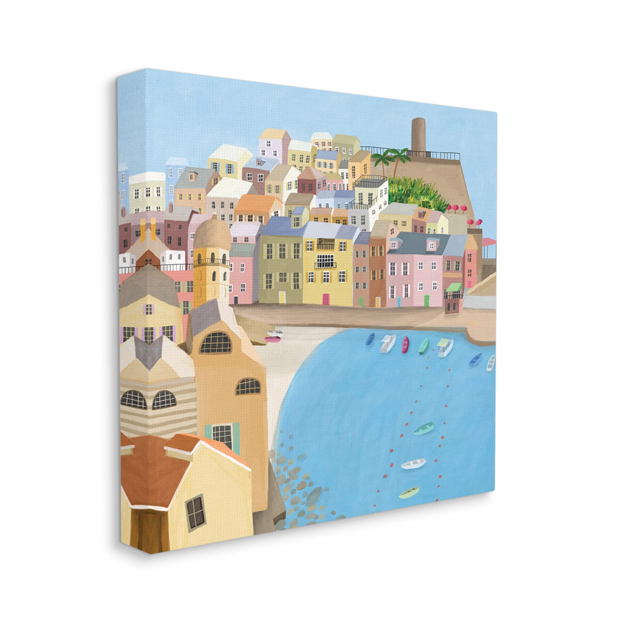 Stupell Industries Italian Seaside Architecture Coastal City Port Canvas Wall Art