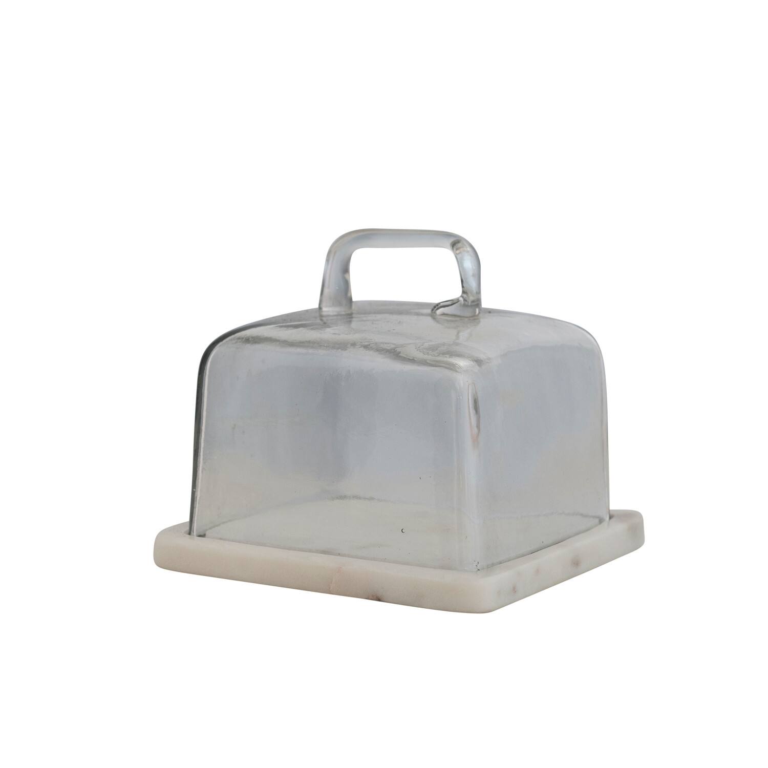 Hello Honey&#xAE; Glass Cloche with White Marble Base