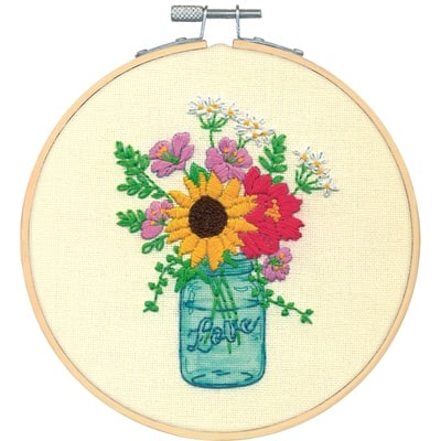 8 Floral Ring Embroidery Kit by Loops & Threads® 