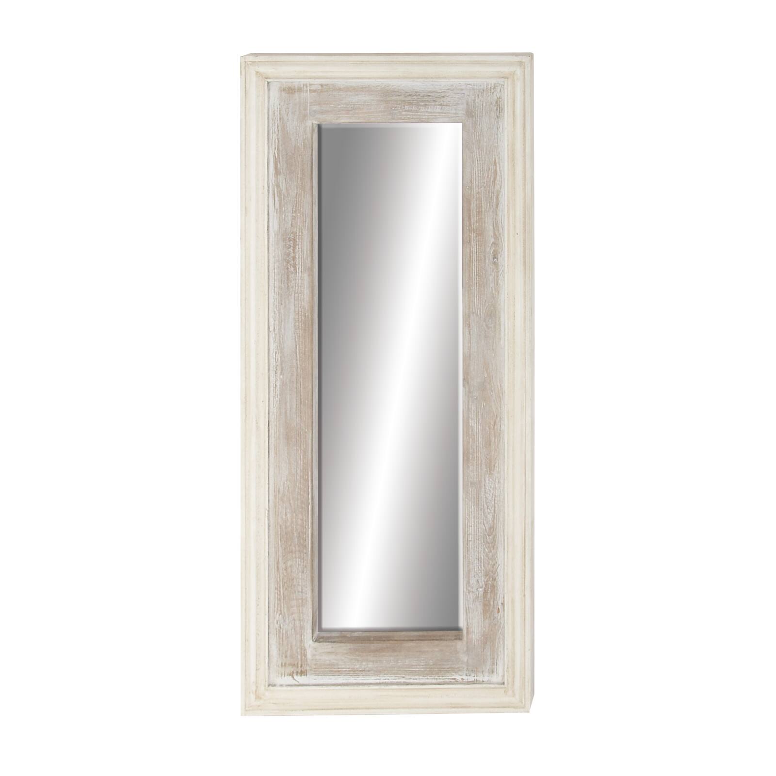 59&#x22; White Farmhouse Wood Wall Mirror