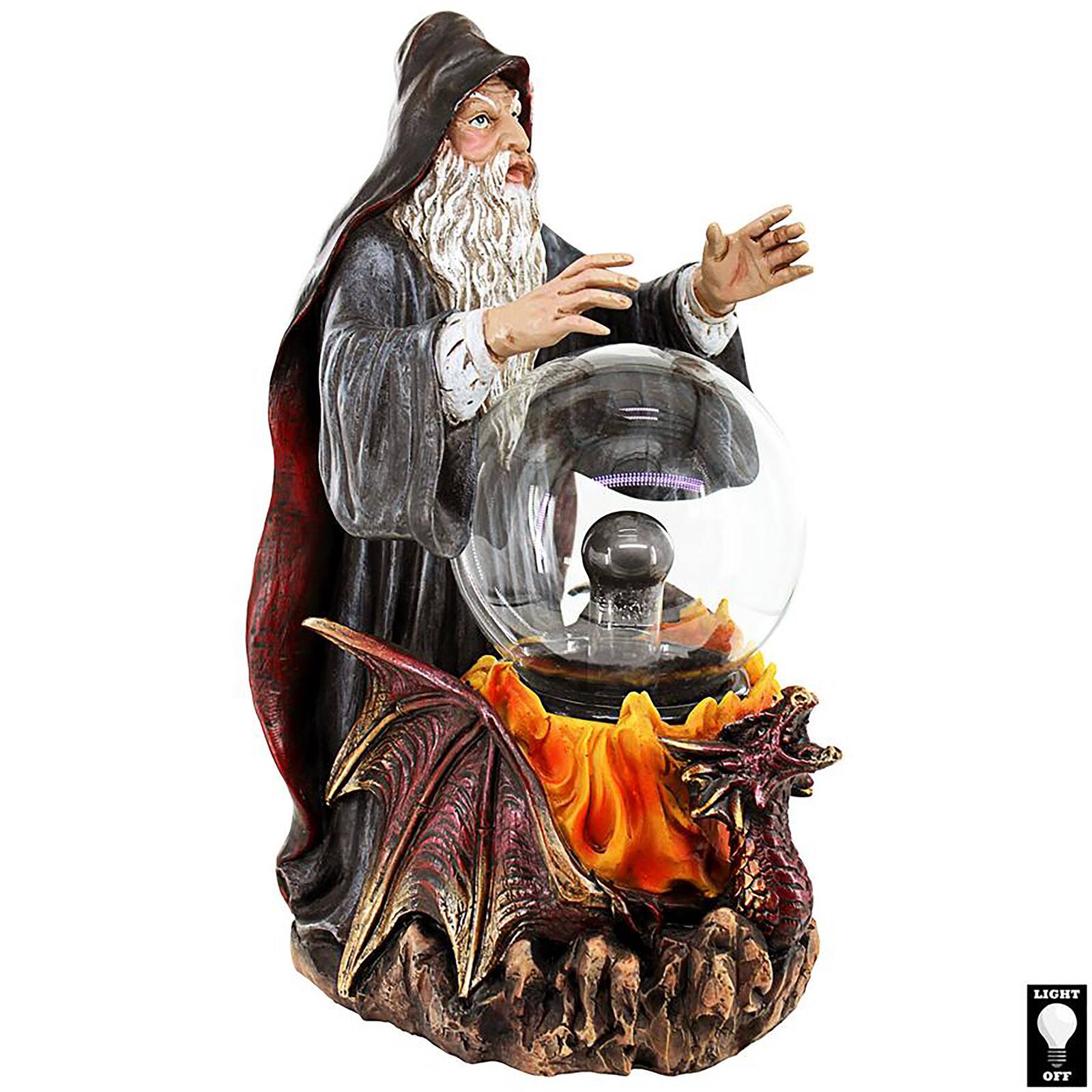 Design Toscano 11&#x22; Wizard&#x27;s Crystal Ball Illuminated Gothic Statue