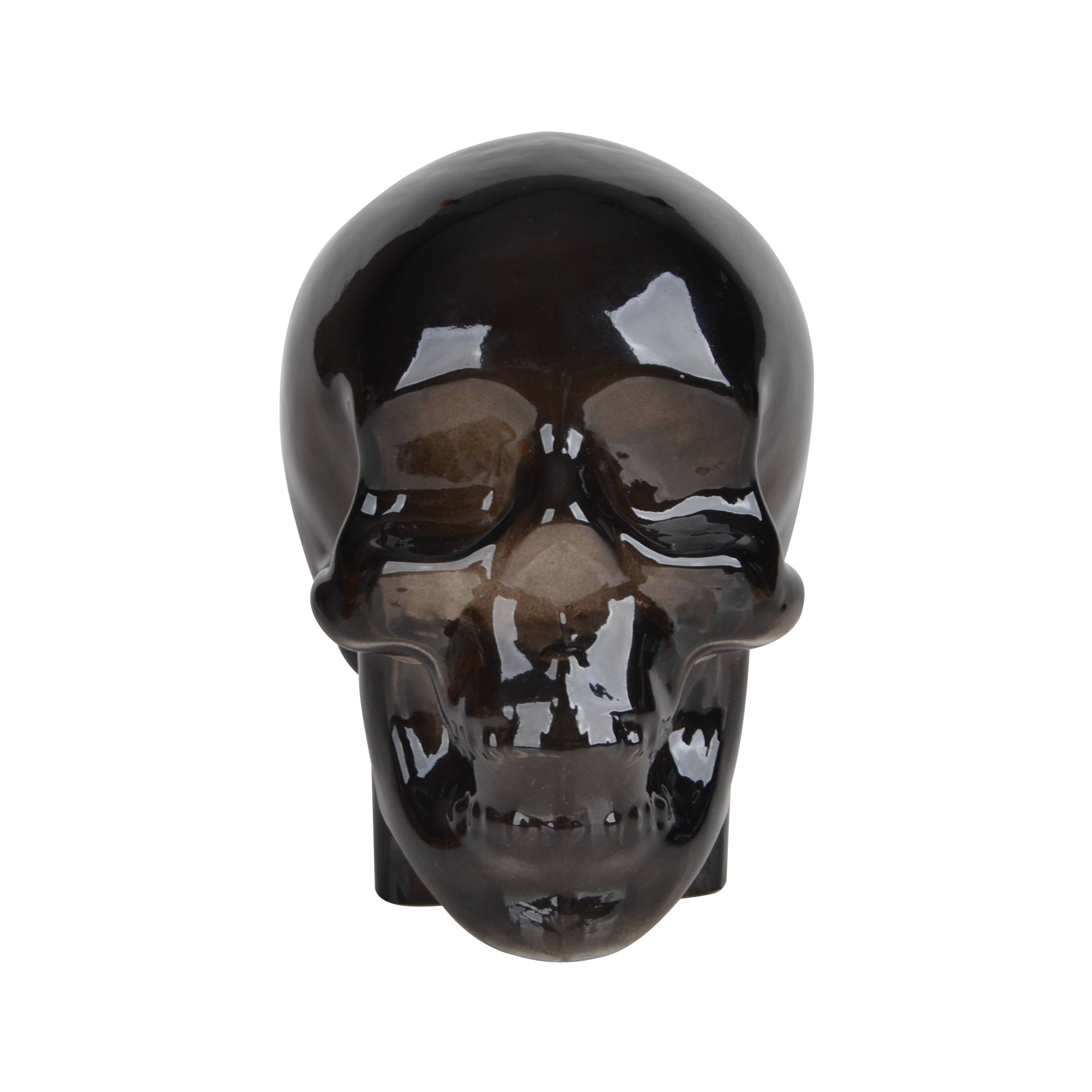 5.5&#x22; Charcoal Gray Glass Skull Tabletop D&#xE9;cor by Ashland&#xAE;