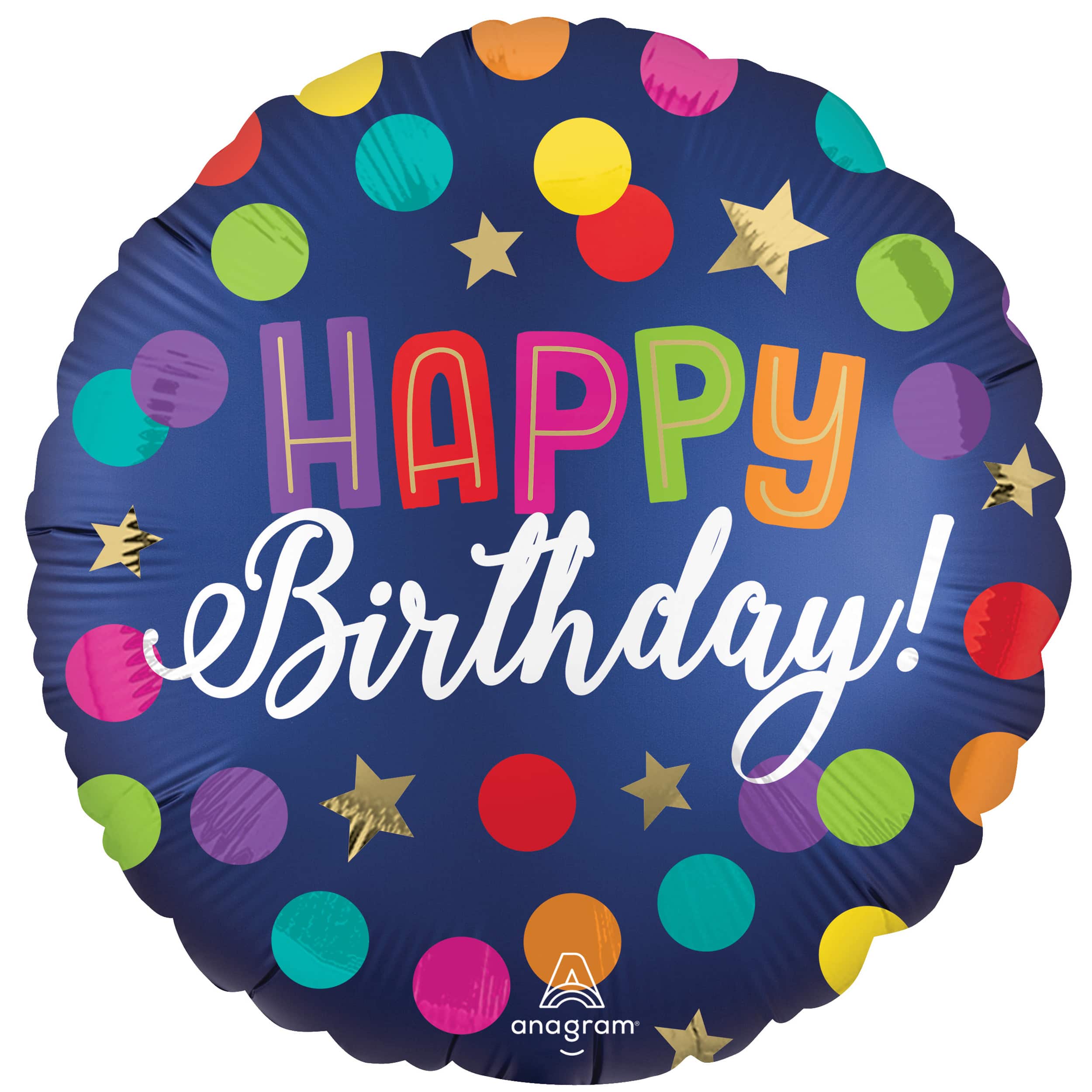 18&#x22; Satin Happy Birthday Blue Confetti Foil Balloon