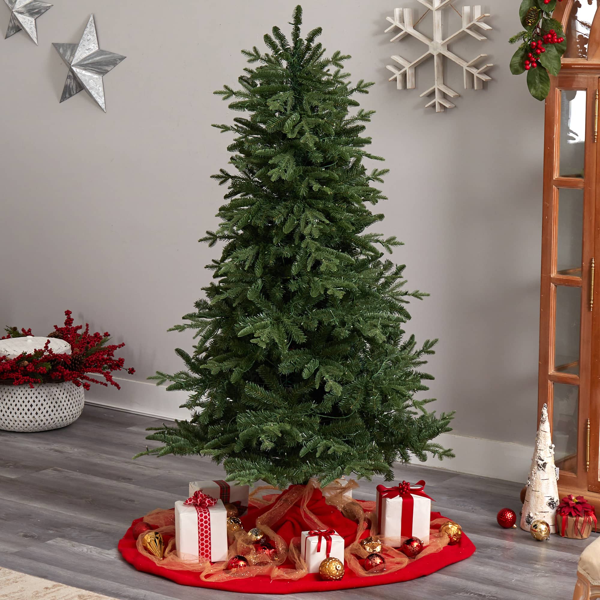 6ft. Pre-Lit Montreal Spruce Artificial Christmas Tree, White LED Lights