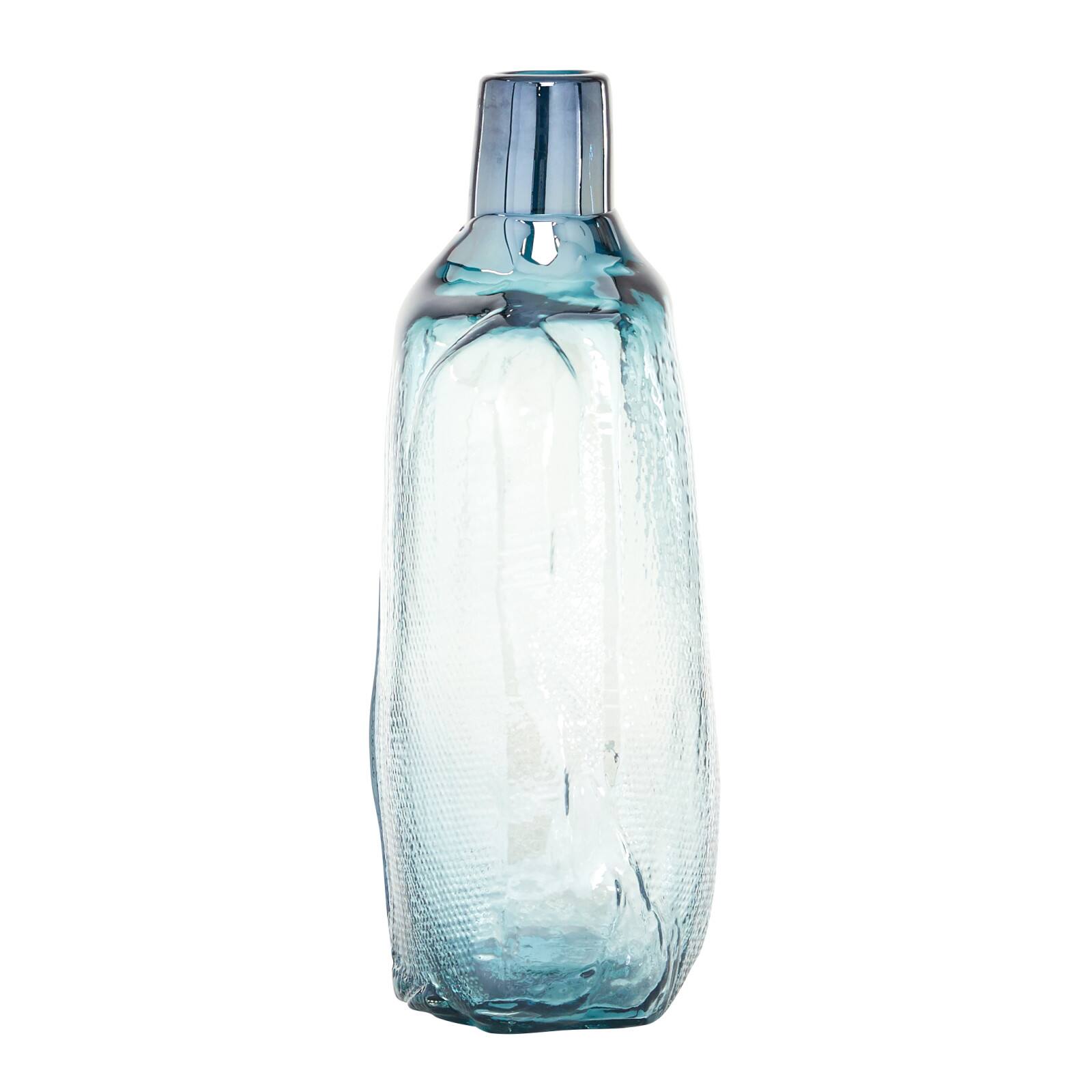 16&#x22; Blue Modern Glass Vase