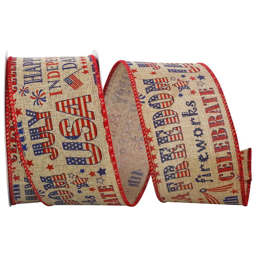 The Ribbon Roll 2.5&#x22; x 10yd. Linen Wired Vintage Americana Ribbon