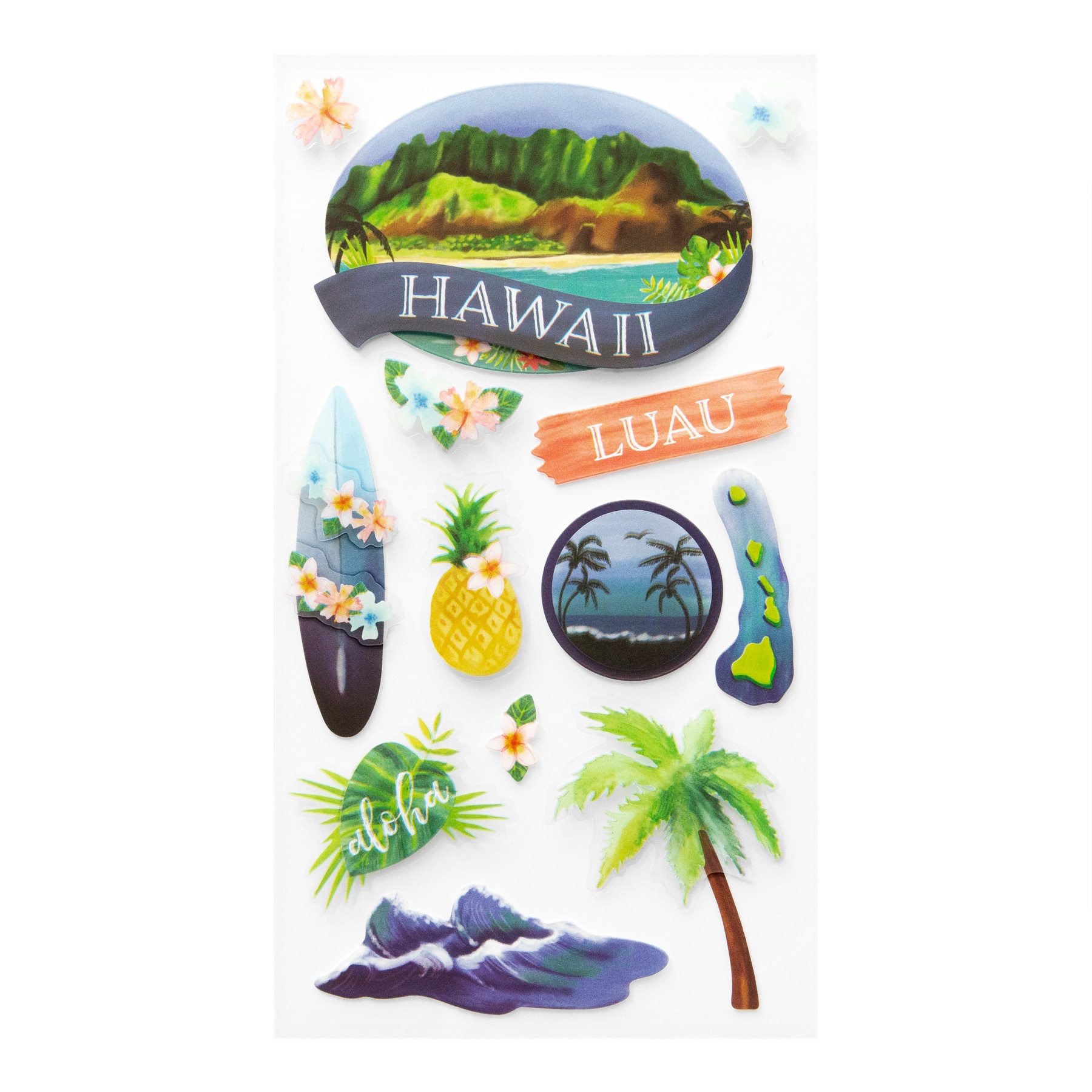12 Pack: Hawaii Dimensional Stickers by Recollections™