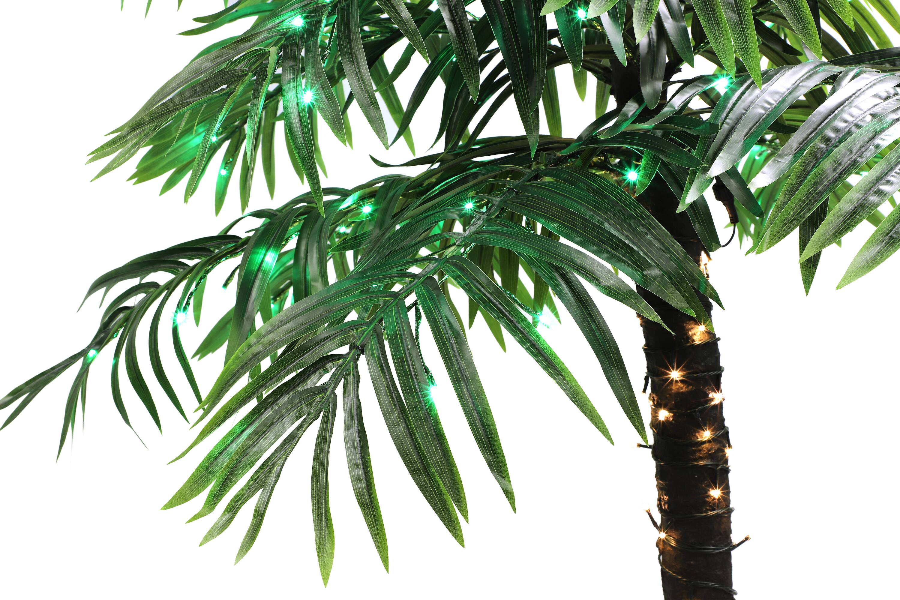 8ft. Pre-Lit Palm Tree, Green &#x26; Warm White LED Lights