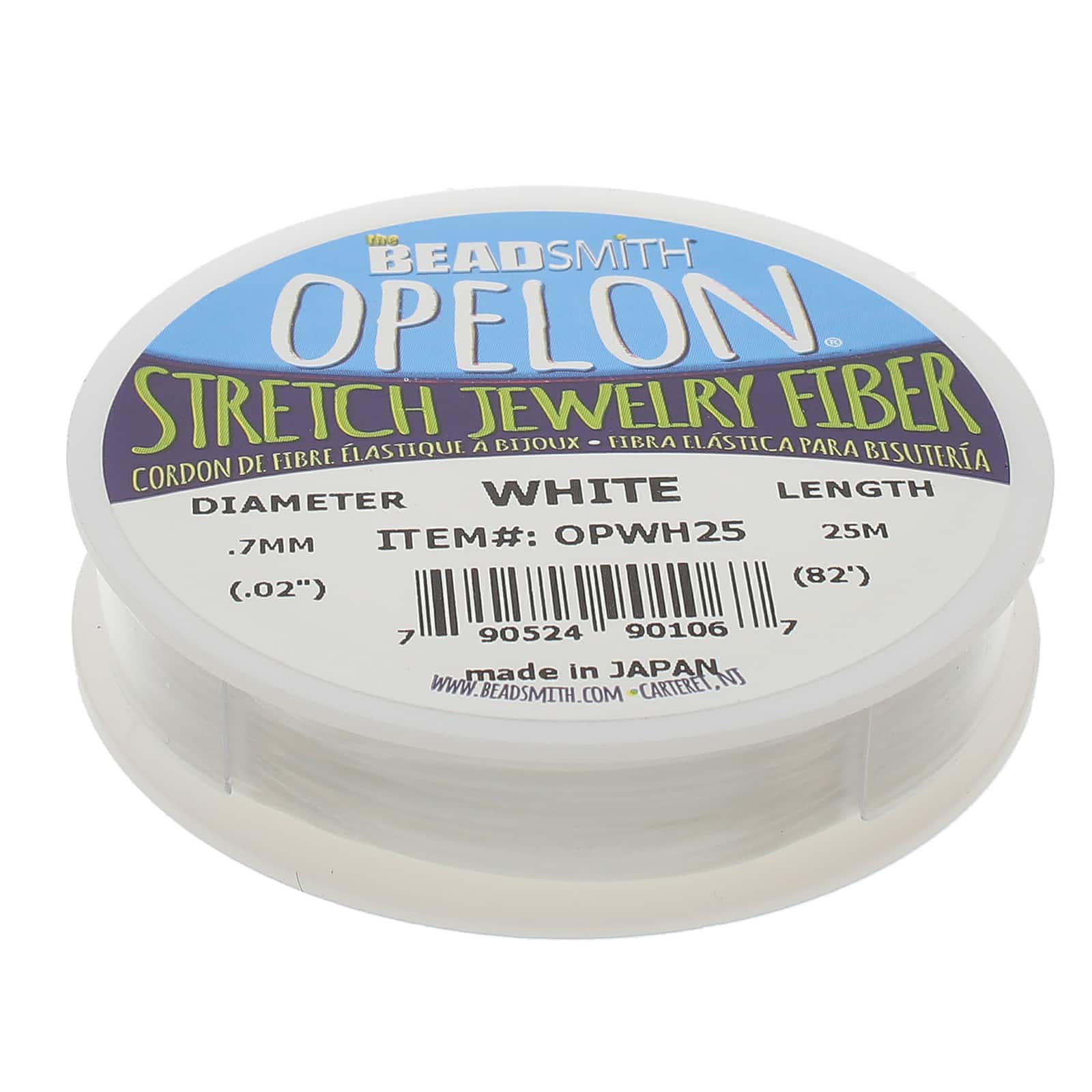The Beadsmith® Opelon® 0.7mm White Stretch Jewelry Fiber, 25m