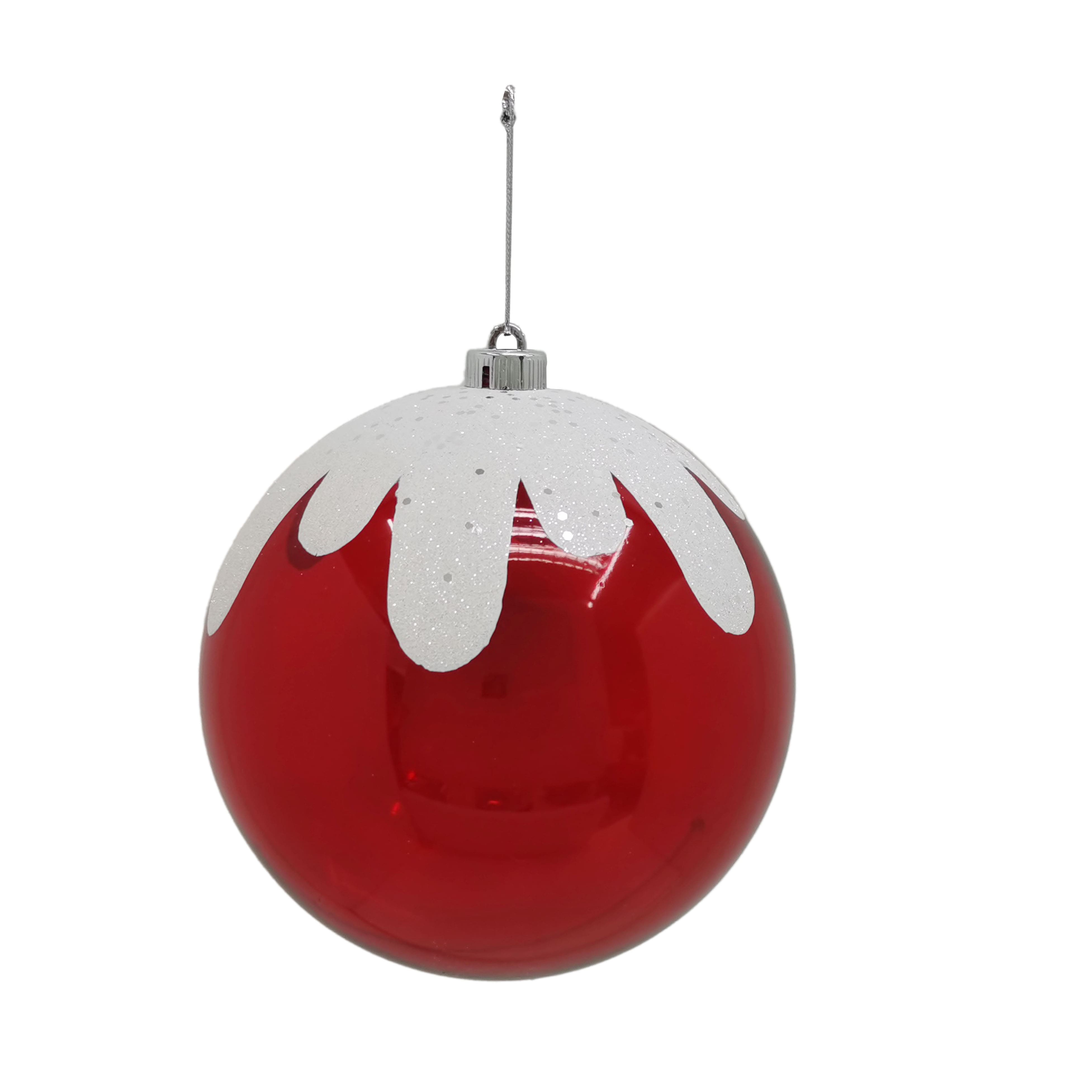 8.5&#x22; White Glitter Frosted Red Plastic Jumbo Ball Ornament by Ashland&#xAE;