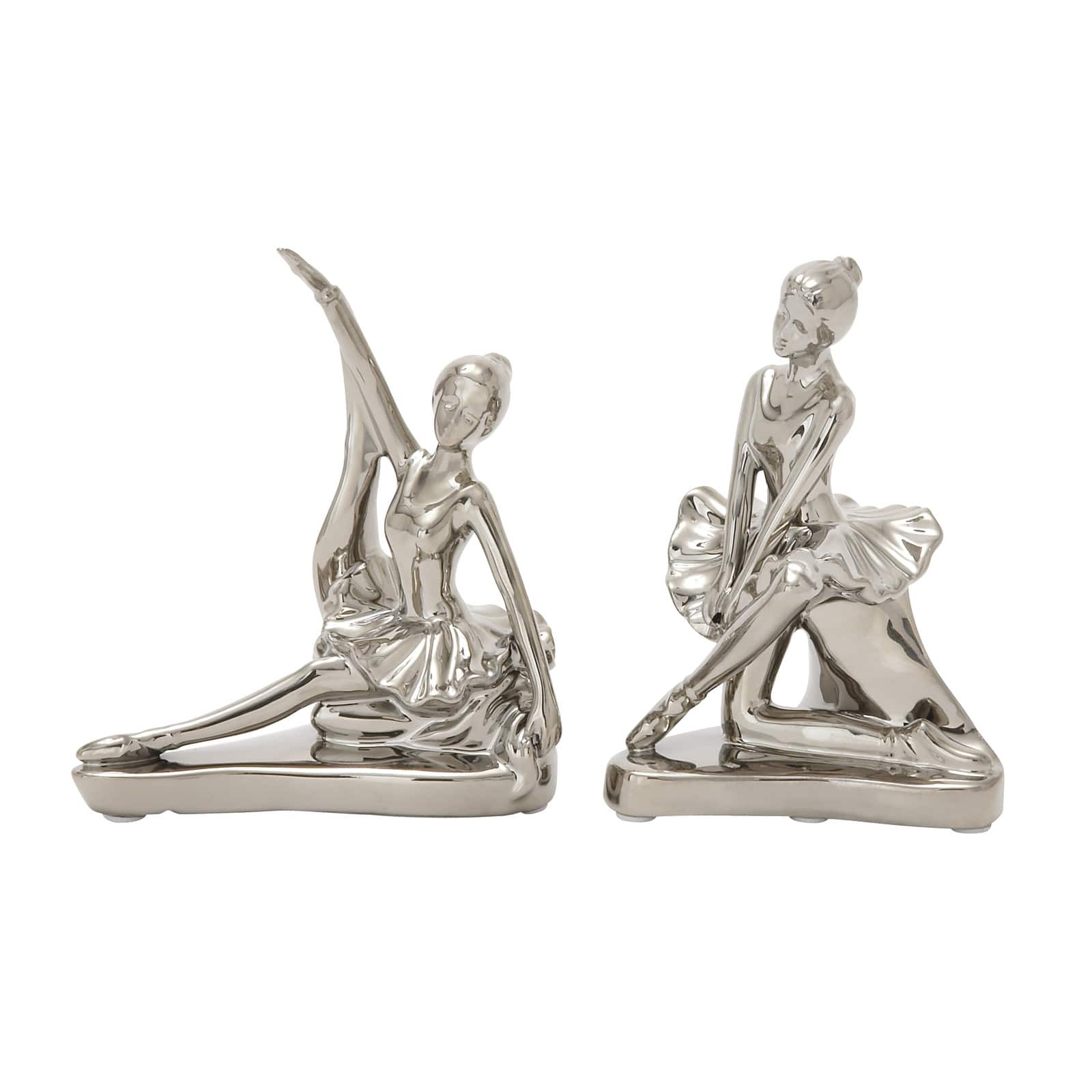 Silver Porcelain Sitting Ballerina Decoration Set