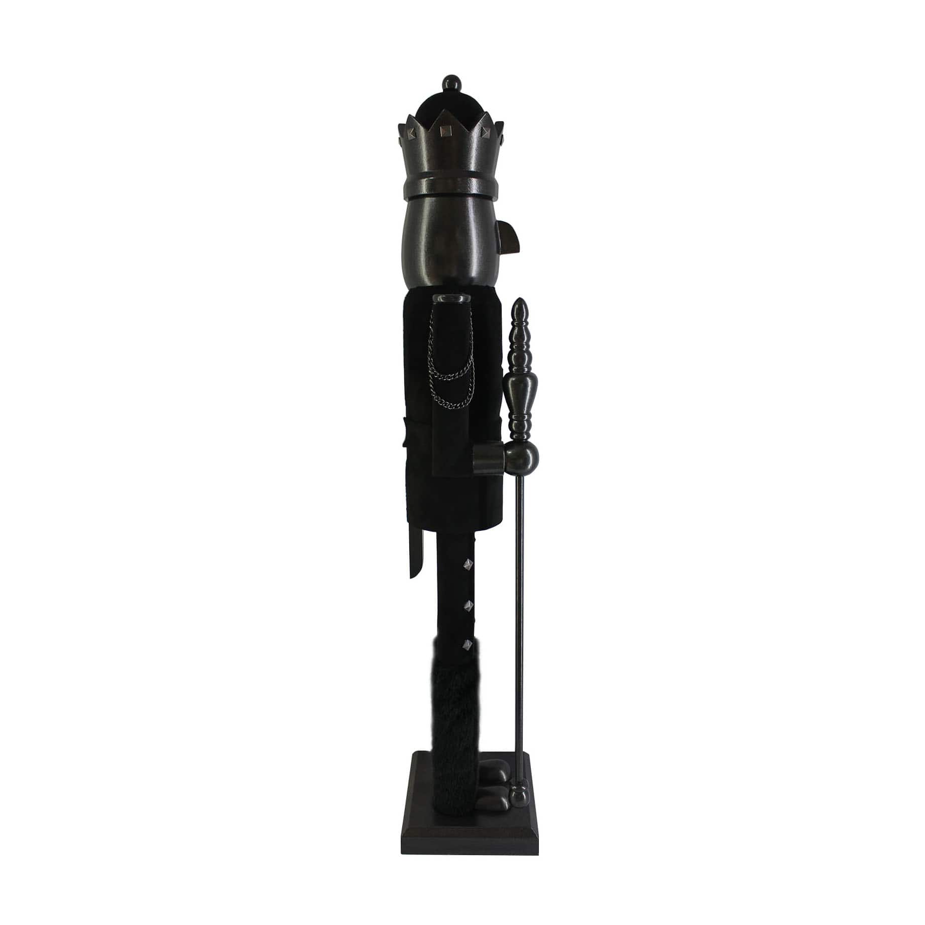 32&#x22; Black Wood Nutcracker with Staff by Ashland&#xAE;