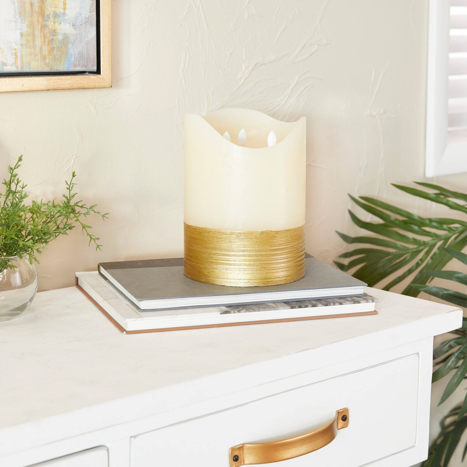 Cream & Gold Traditional Flameless Candle