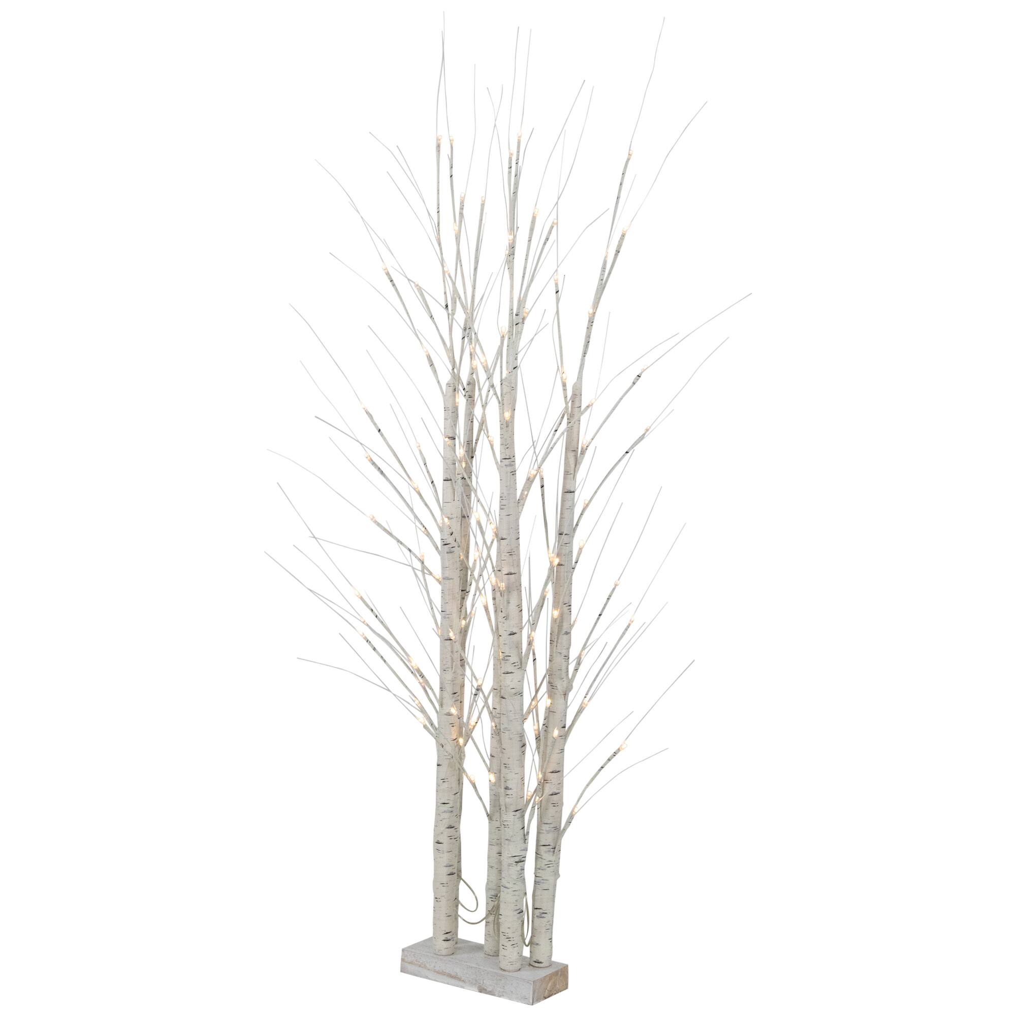 4ft. Pre-Lit White Birch Twig Tree Cluster Christmas Decoration, Warm White LED Lights