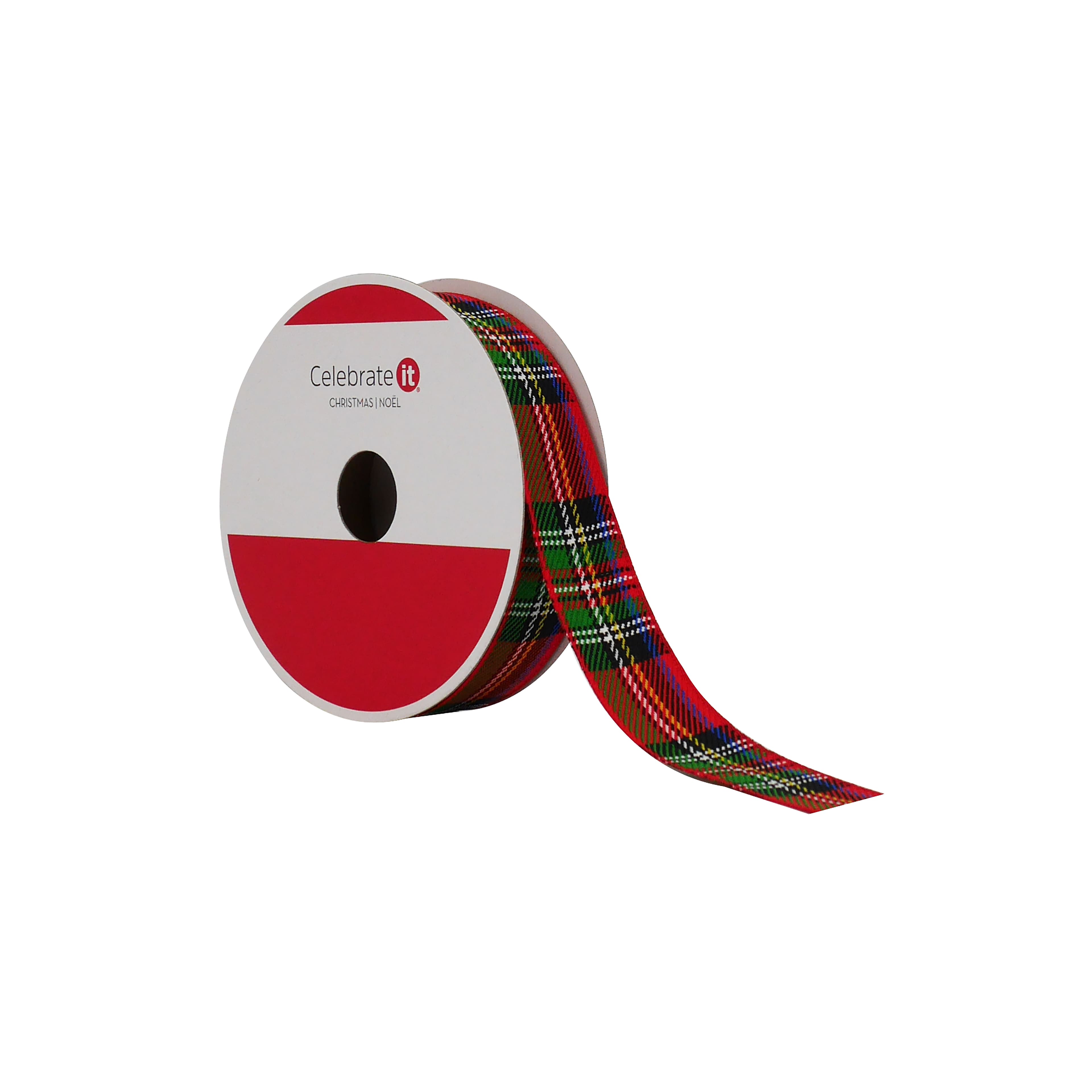 7/8&#x22; x 30ft. Red Tartan Ribbon by Celebrate It&#xAE;