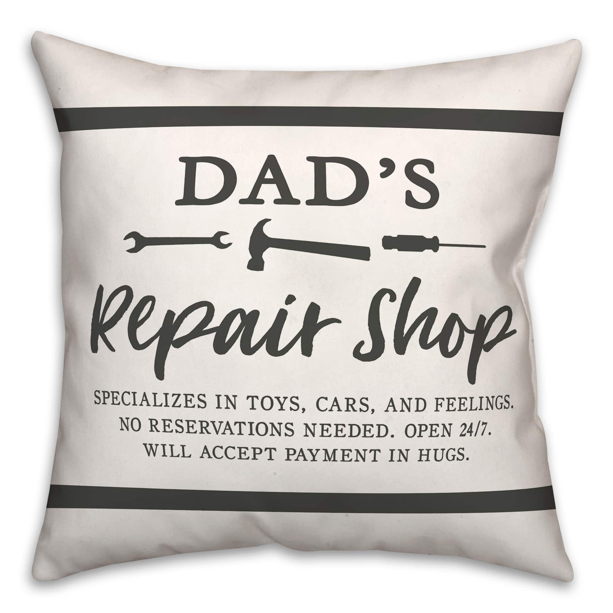 Dad&#x27;s Repair Shop Throw Pillow