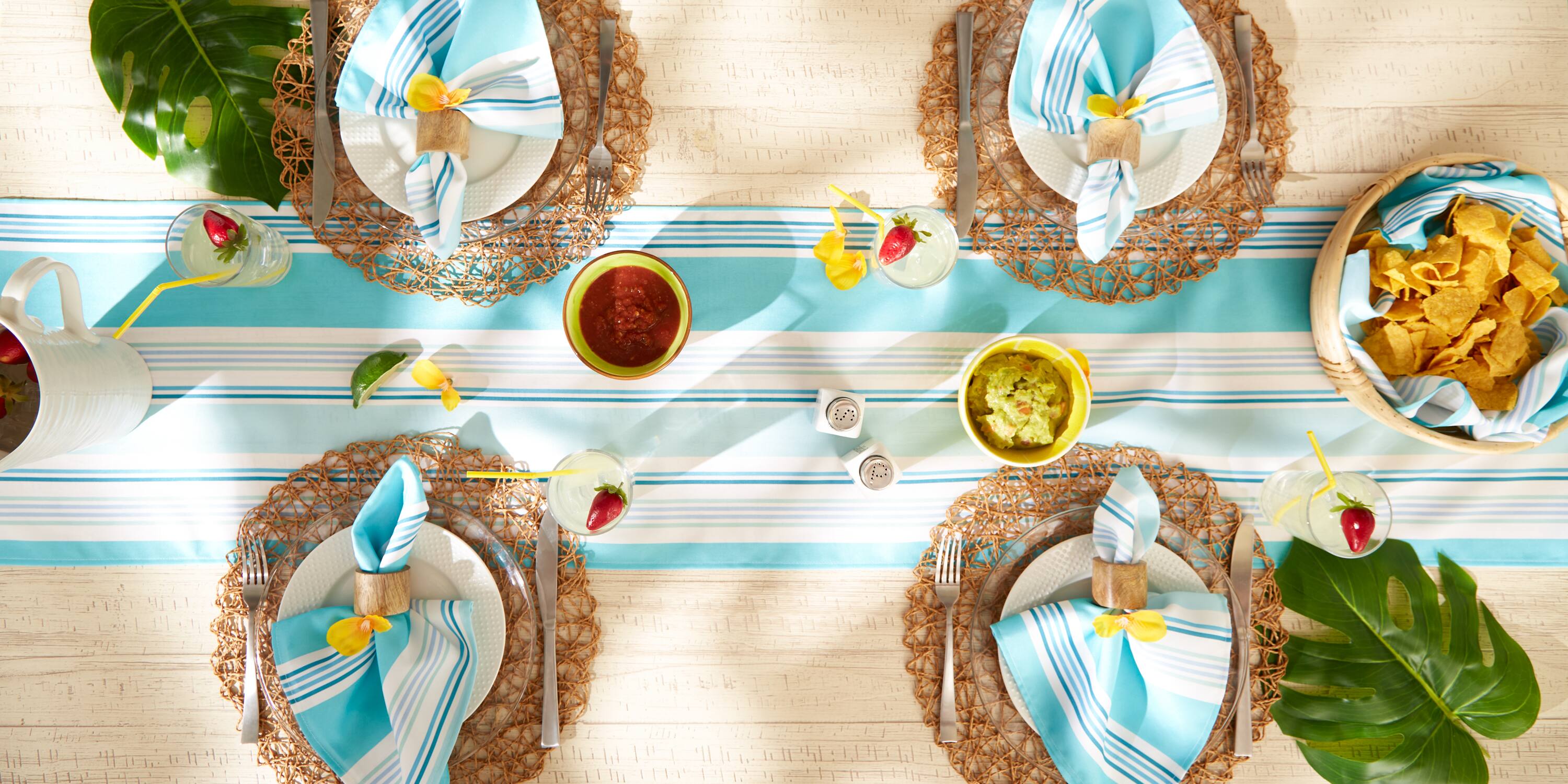 DII® Beach House Stripe Print Outdoor Table Runner