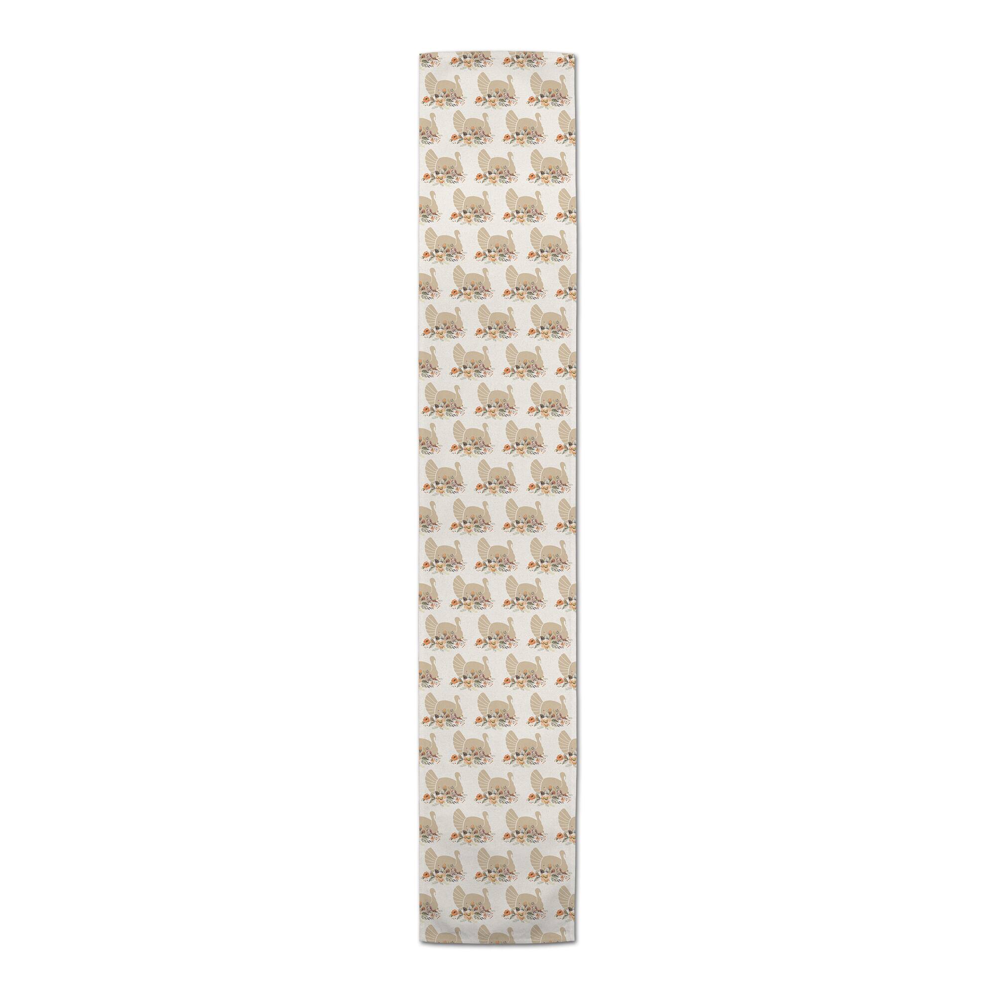 90&#x22; Neutral Turkey Pattern Poly Twill Table Runner