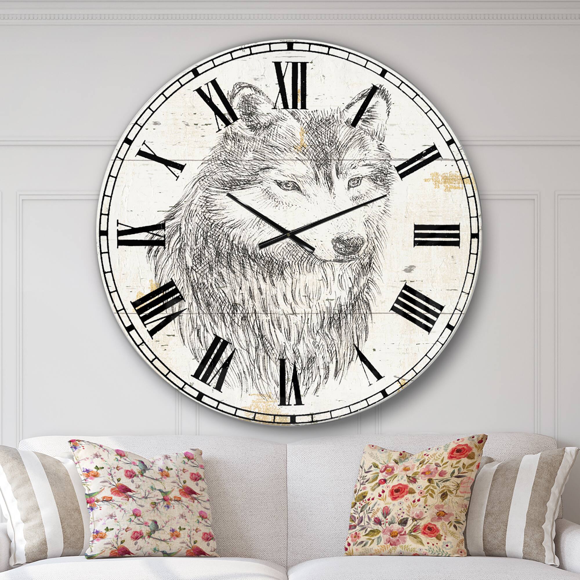 Designart &#x27;Wolf Wild And Beautiful Iii Traditional Wall Clock