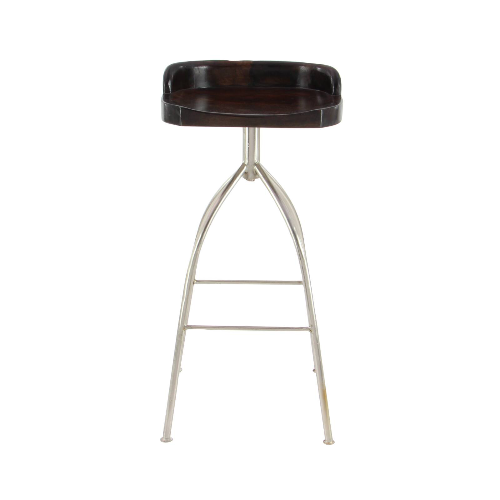 Brown Iron and Wood Contemporary Bar Stool, 33&#x22; x 16&#x22; x 12&#x22;