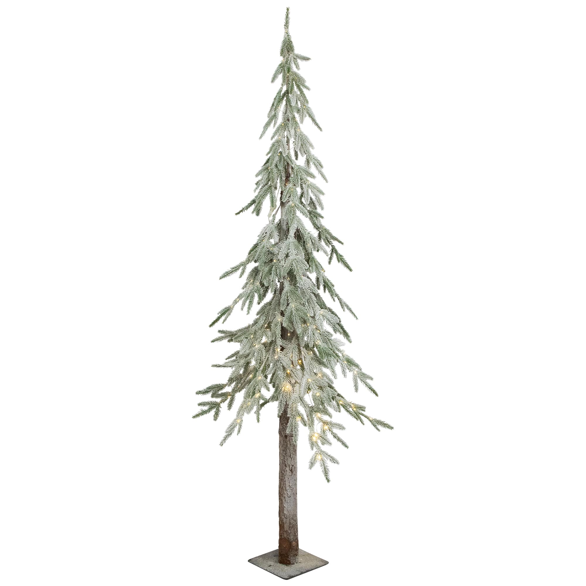 6ft. Pre-Lit Alpine Flocked Artificial Christmas Tree, Clear LED Lights
