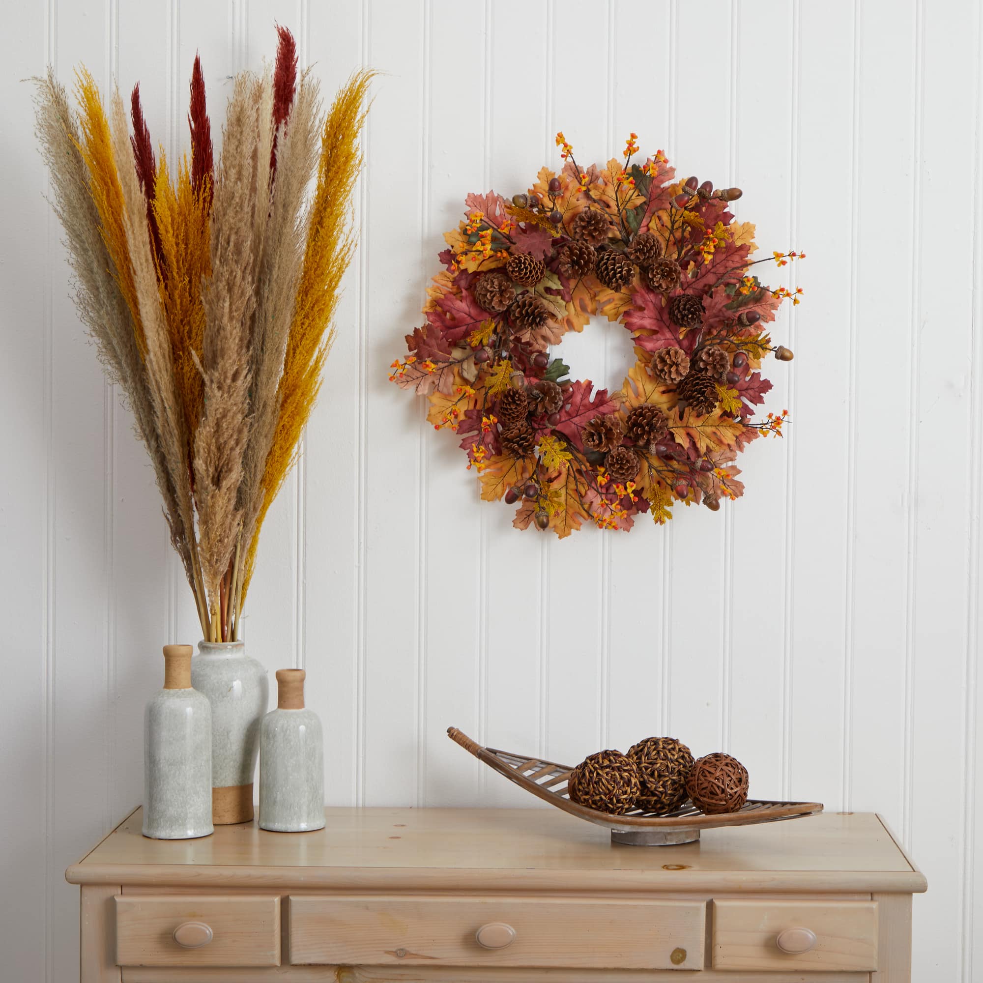24&#x22; Oak Leaf, Acorn &#x26; Pine Wreath