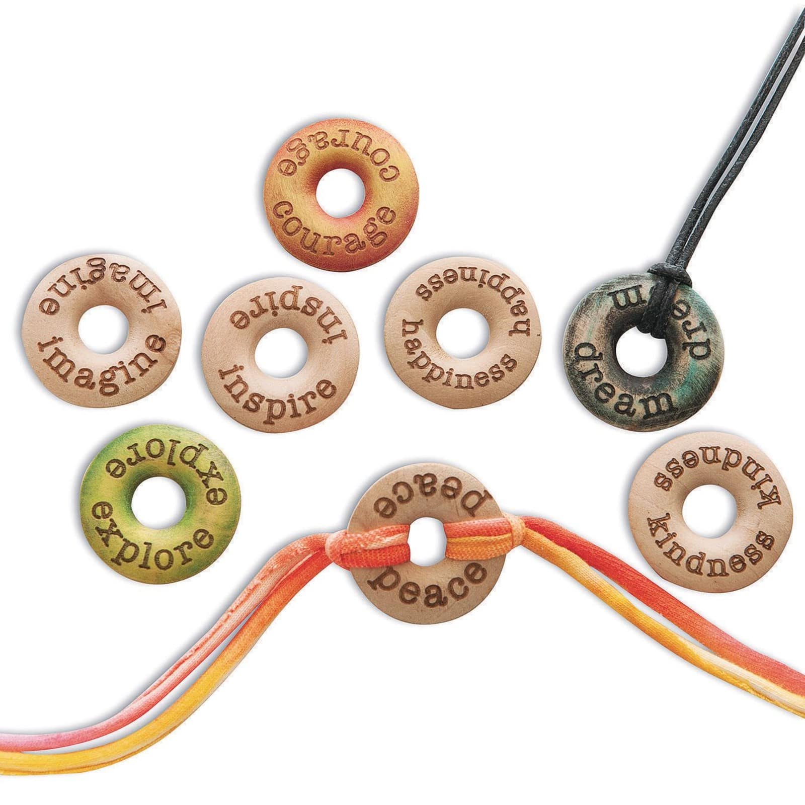 S&S® Worldwide Natural Engraved Wood Word Discs, 30mm