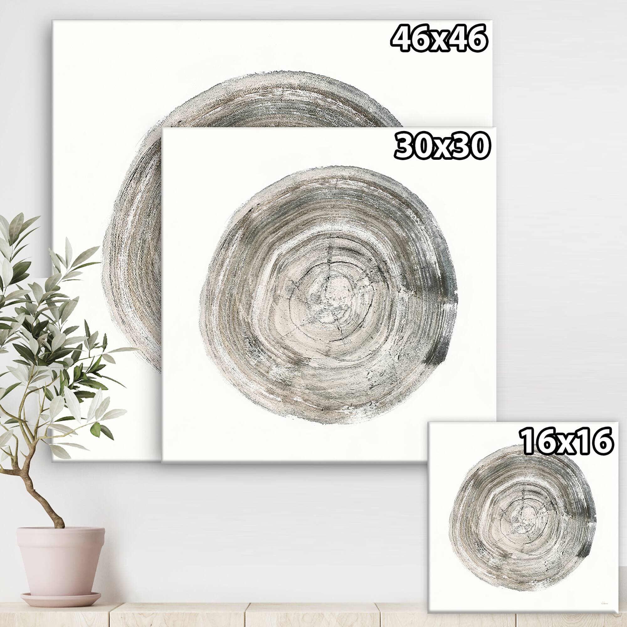 Designart - Circle natural elements IV - Farmhouse Premium Canvas Wall Art