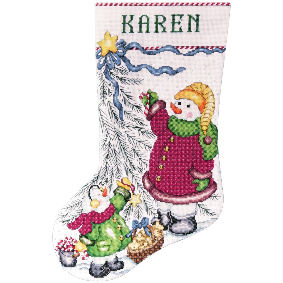 Design Works™ Christmas Tree Snowman Counted Cross Stitch Stocking Kit