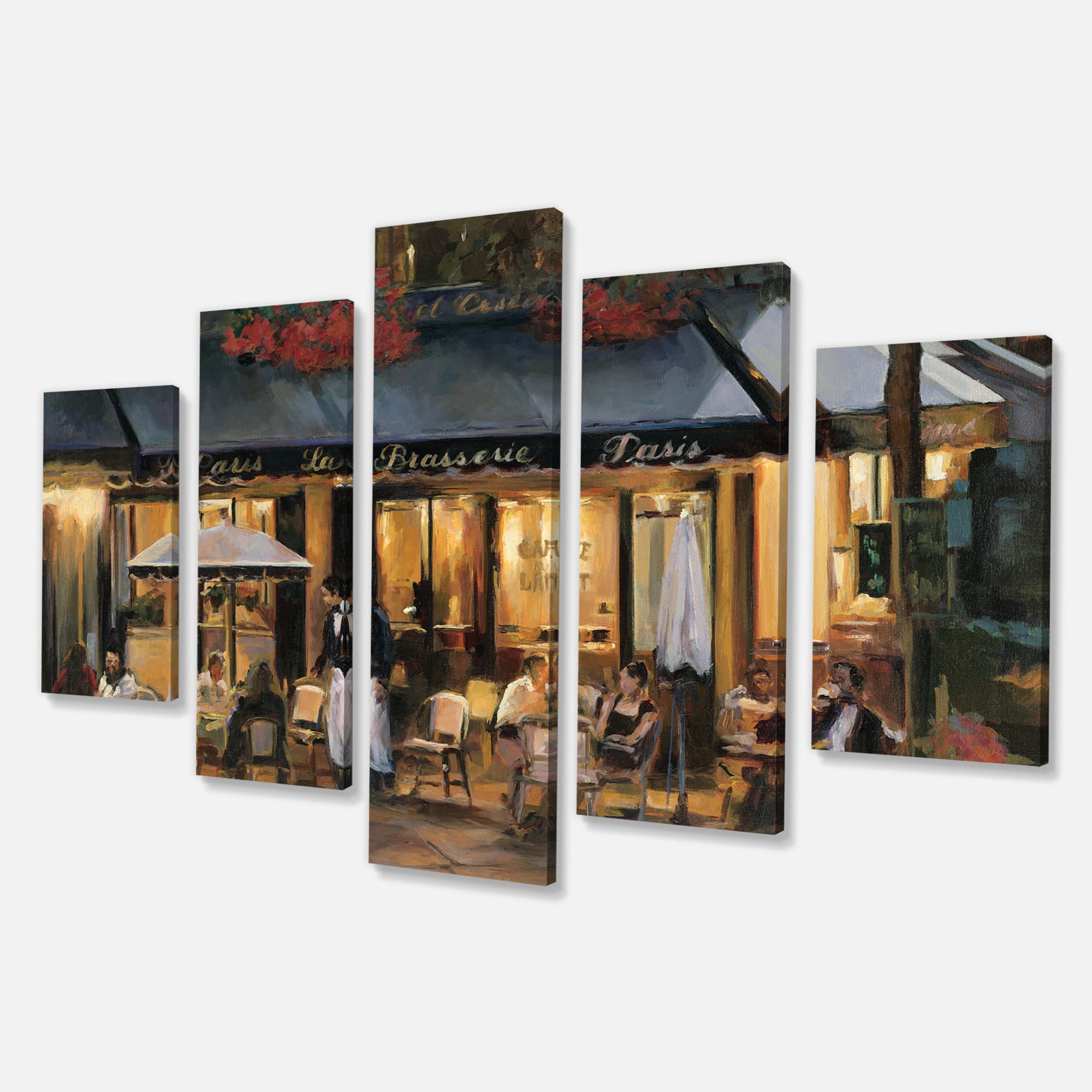 Designart - La Brasserie of Champs-Élysées Paris - French Country Gallery-wrapped Canvas