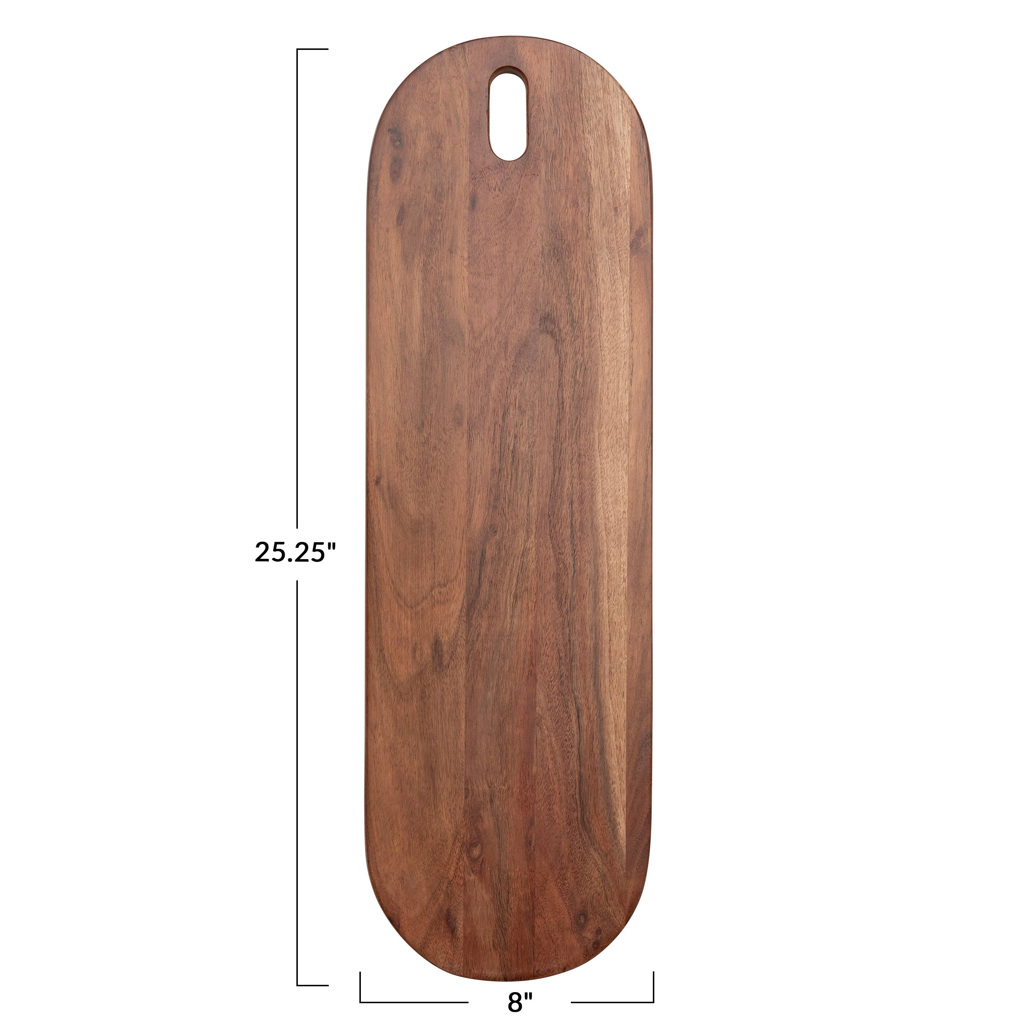 25&#x22; Natural Acacia Wood Serving Board with Handle